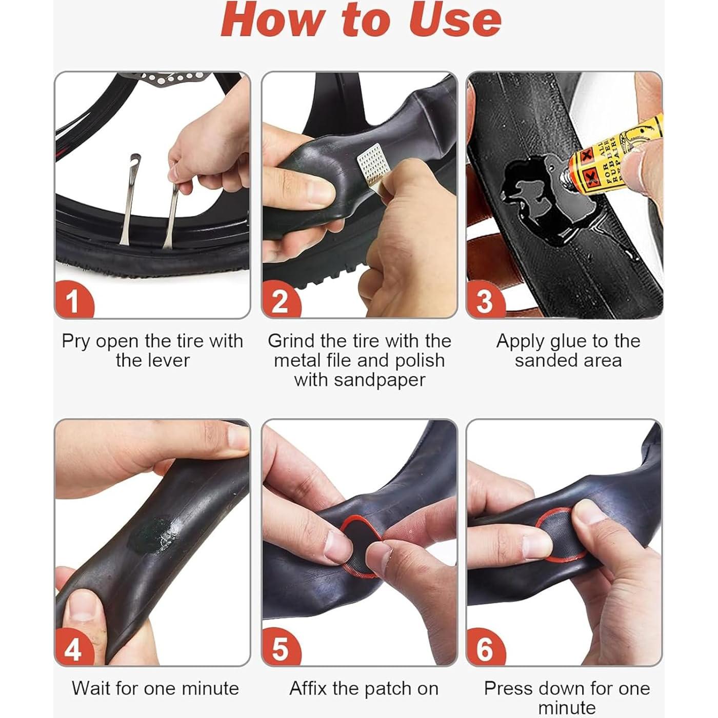 Kit de Reparación de Neumáticos de Bicicleta XIAOCUNCN 24 Parches