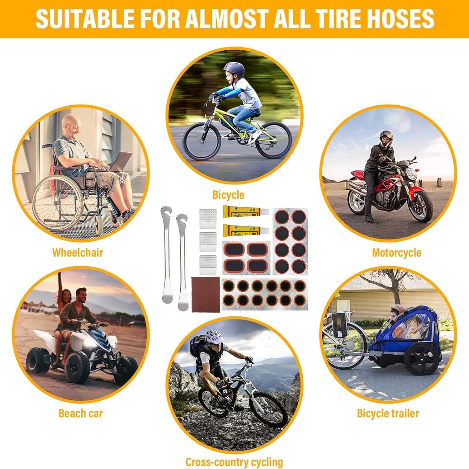 Kit de Reparación de Neumáticos de Bicicleta XIAOCUNCN 24 Parches