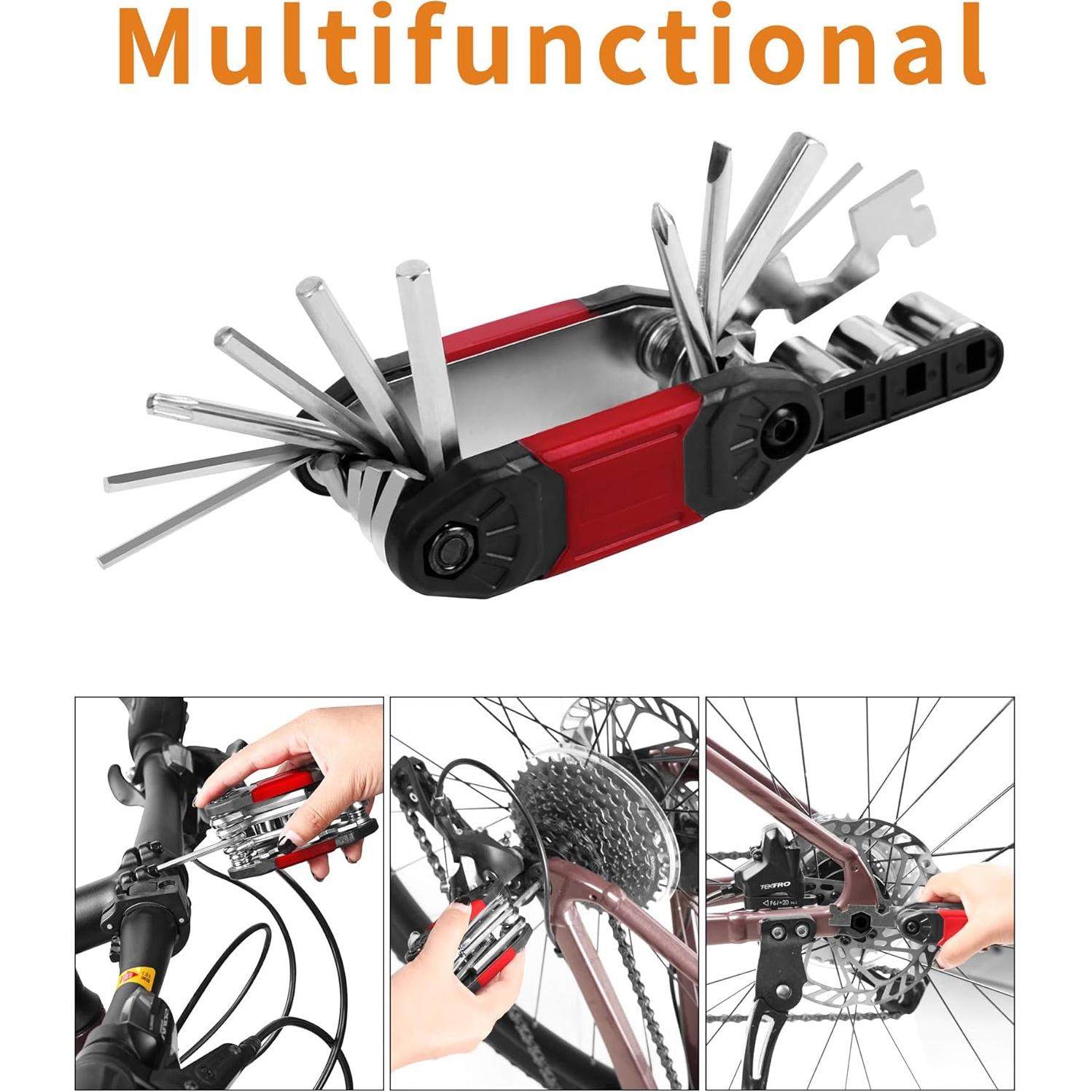 Kit de Herramientas para Bicicleta AOFUXTI 16 en 1 con Bomba 120psi