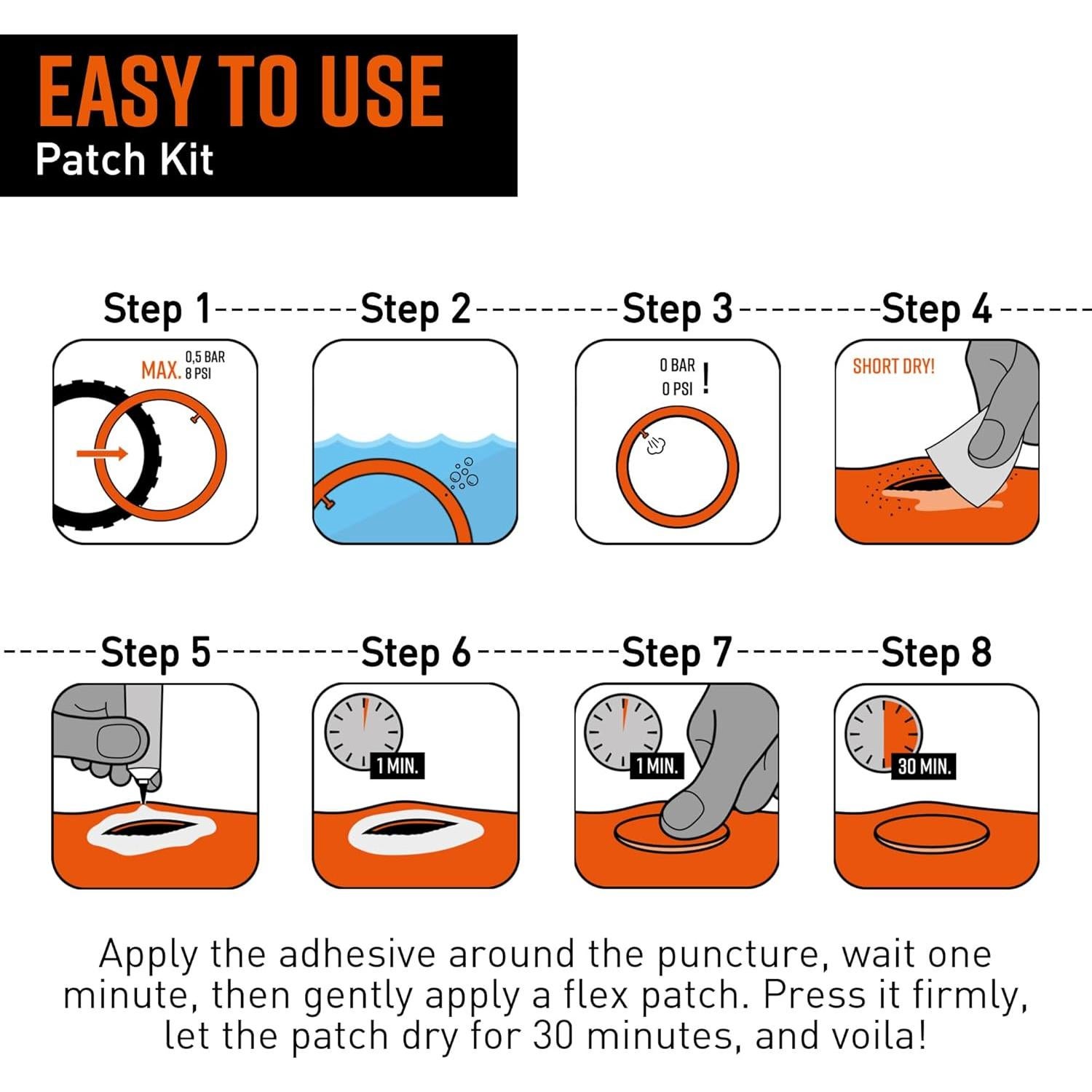 Kit de Parcheo Tubolito Flix 5 Parches Grandes y 5 Pequeños