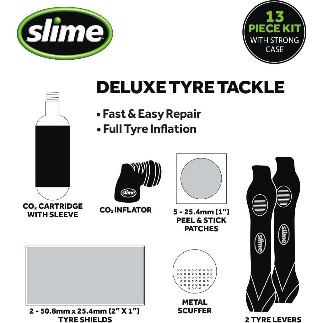 Kit de Reparación e Inflación de Neumáticos Slime Deluxe 13 Piezas