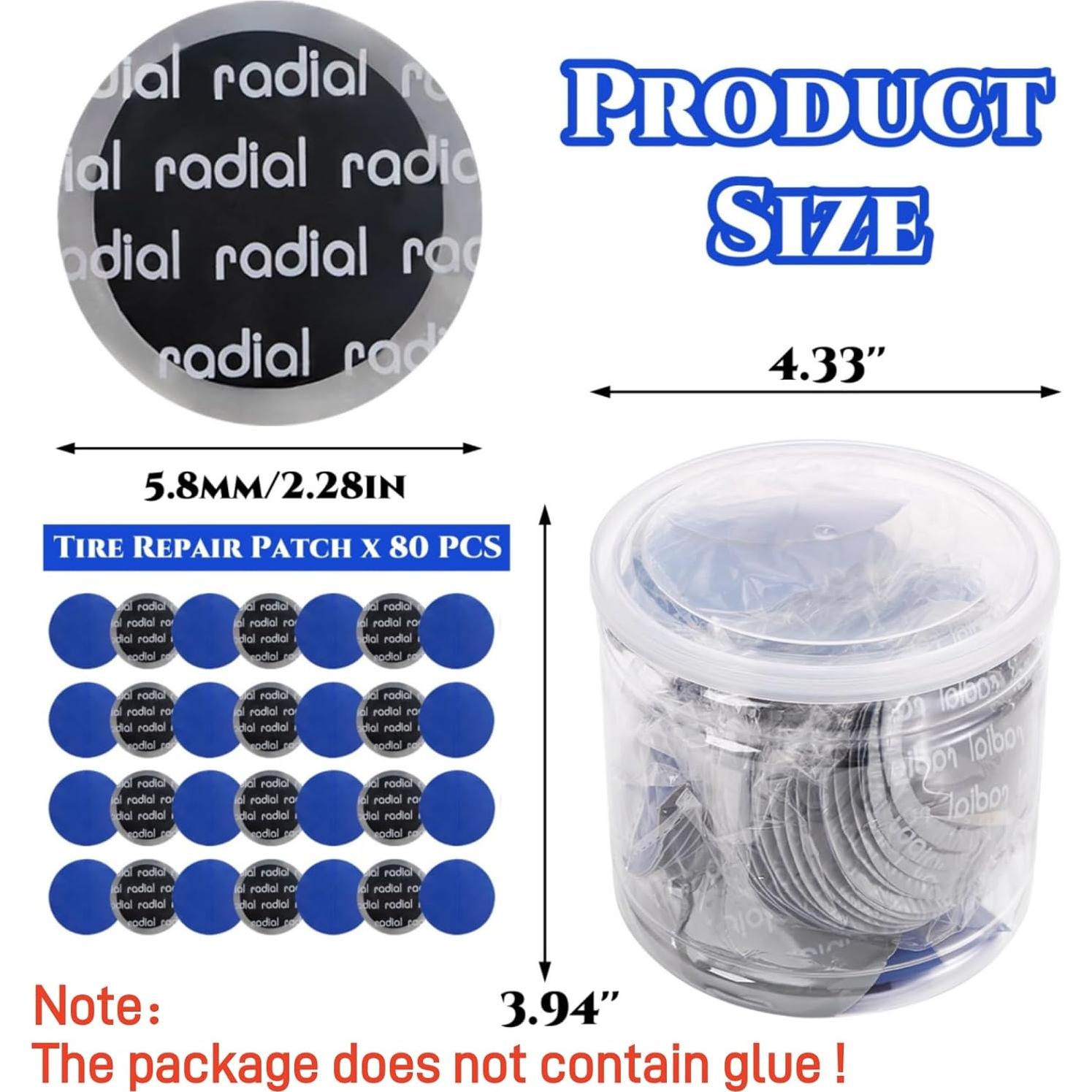80 Parches de Reparación de Neumáticos Acshio 58mm Caucho