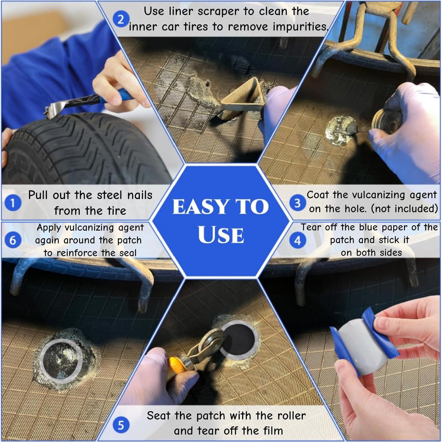 80 Parches de Reparación de Neumáticos Acshio 58mm Caucho