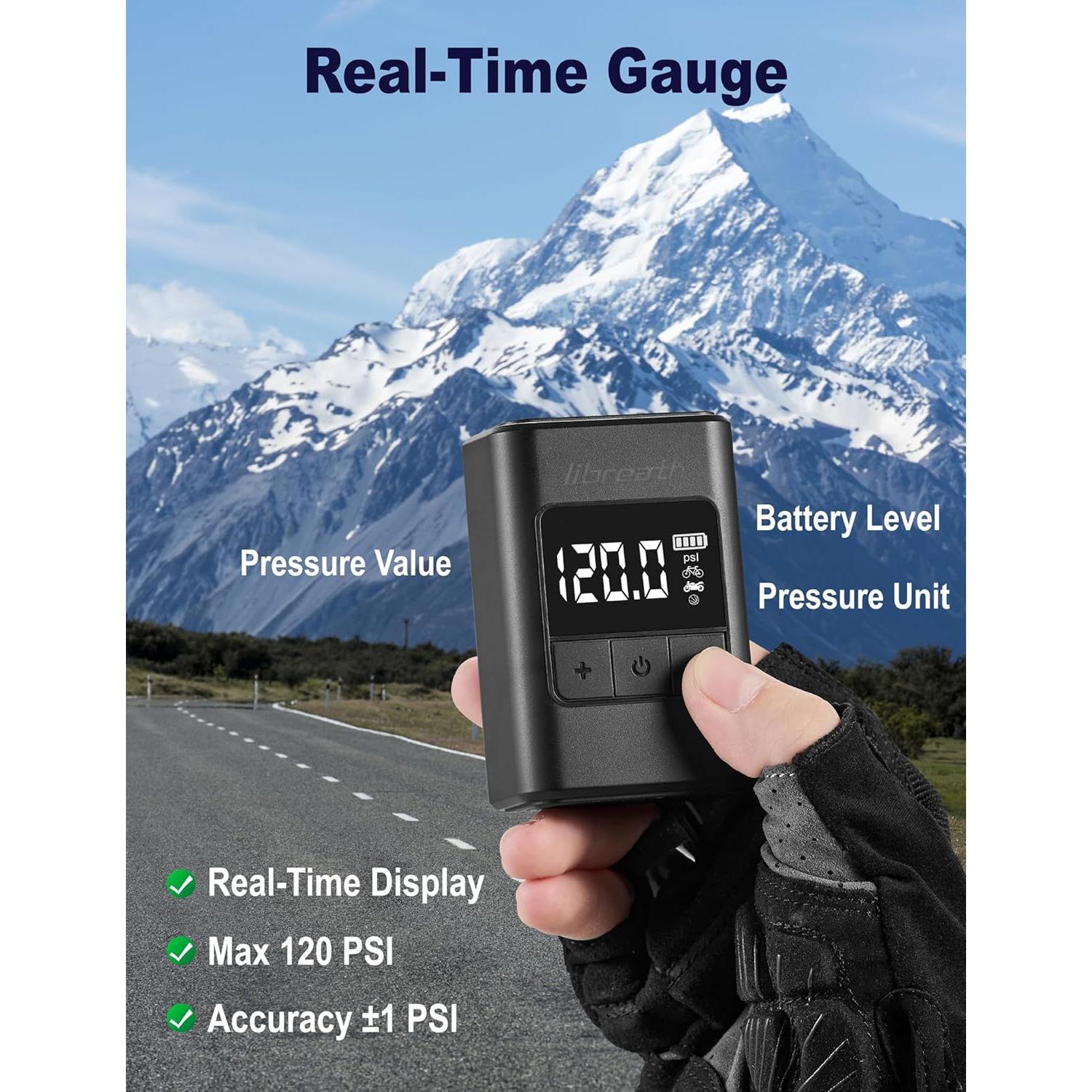 Bomba de Bicicleta Eléctrica Libreath AP02 120 PSI Portátil