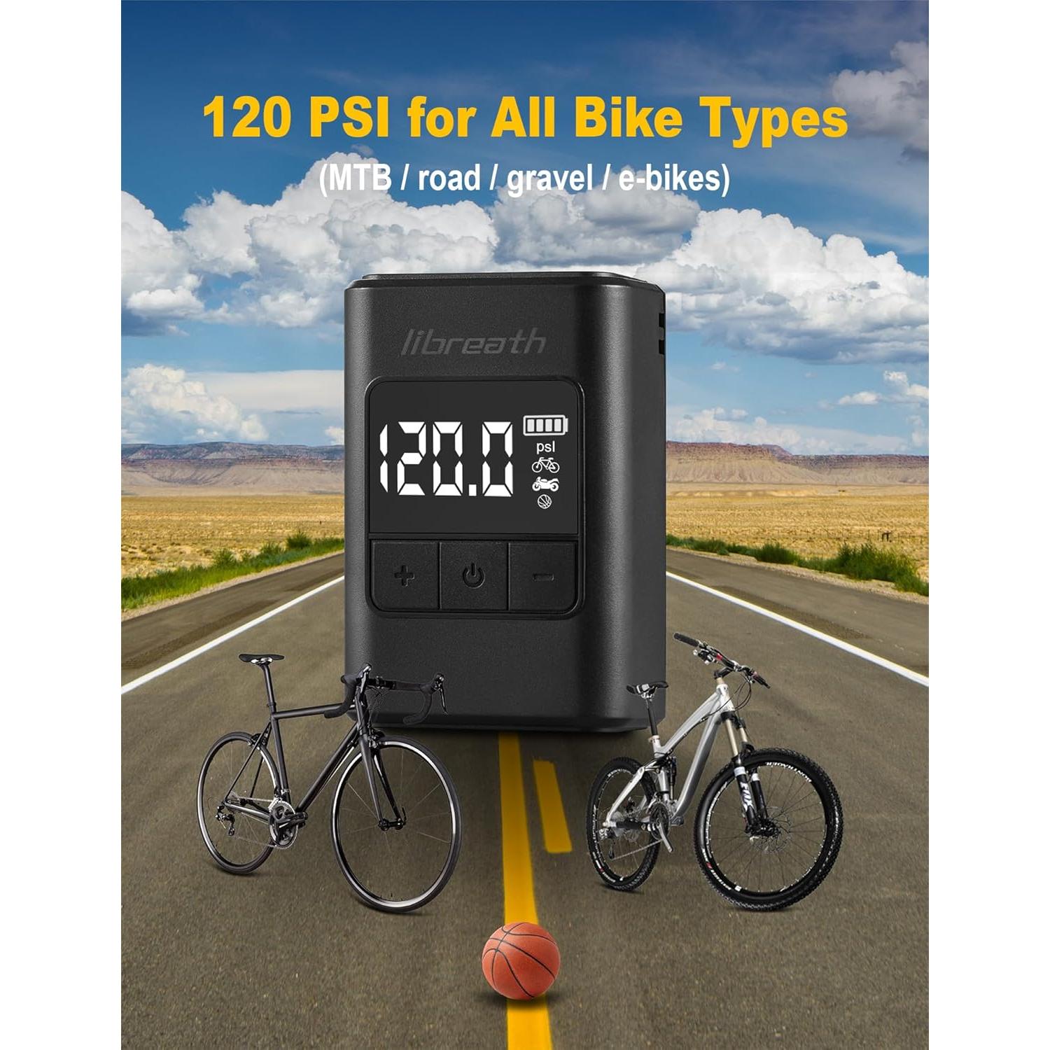 Bomba de Bicicleta Eléctrica Libreath AP02 120 PSI Portátil