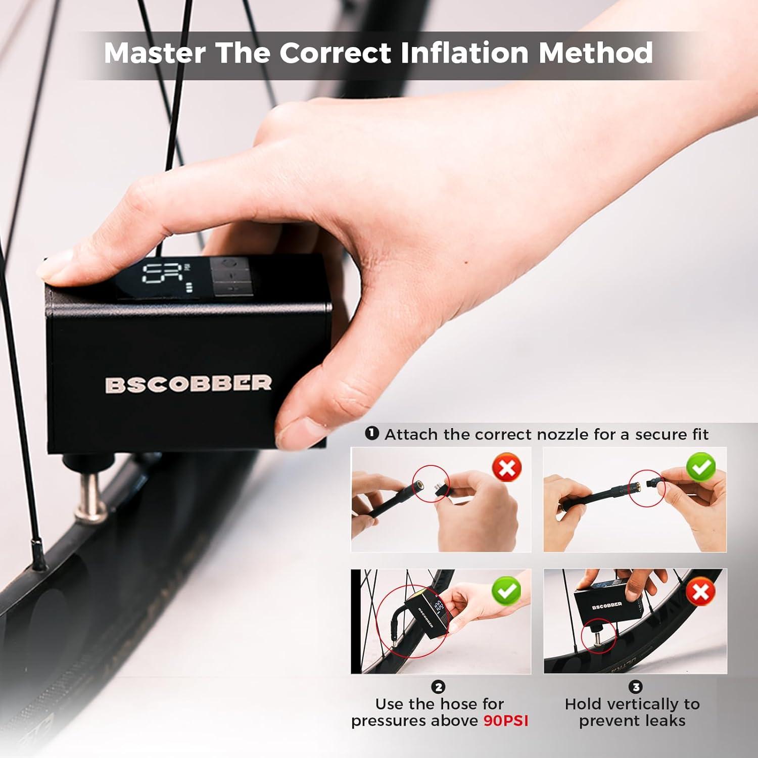 Bomba de Bicicleta Eléctrica BSCOBBER A3S 120PSI Mini Portátil