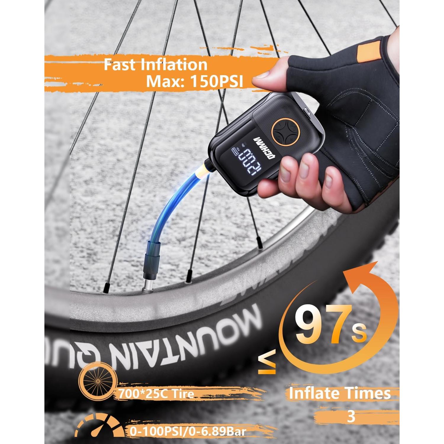 Bomba de Bicicleta Eléctrica QCHMM TX11 120PSI Portátil