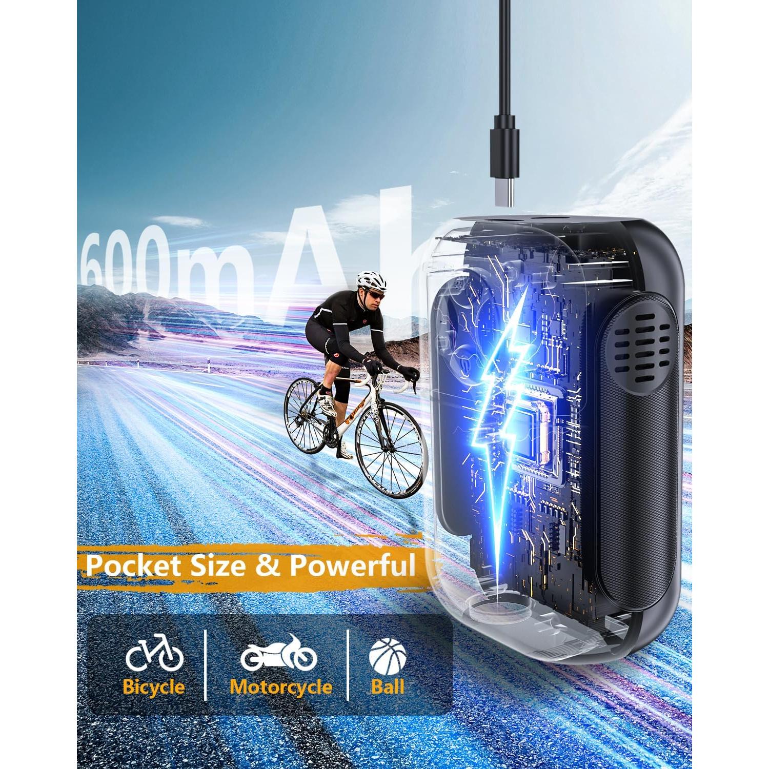 Bomba de Bicicleta Eléctrica QCHMM TX11 120PSI Portátil