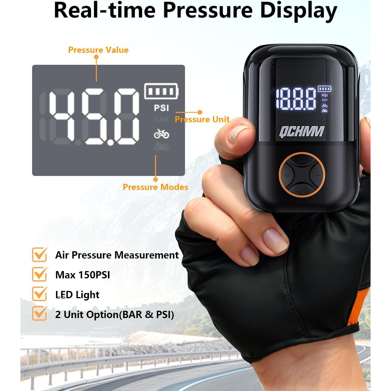 Bomba de Bicicleta Eléctrica QCHMM TX11 120PSI Portátil