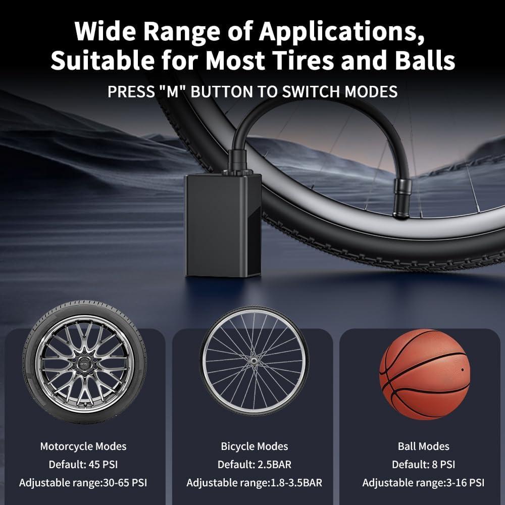 Mini Bomba Eléctrica de Bicicleta EQIIO, 120 PSI, Portátil