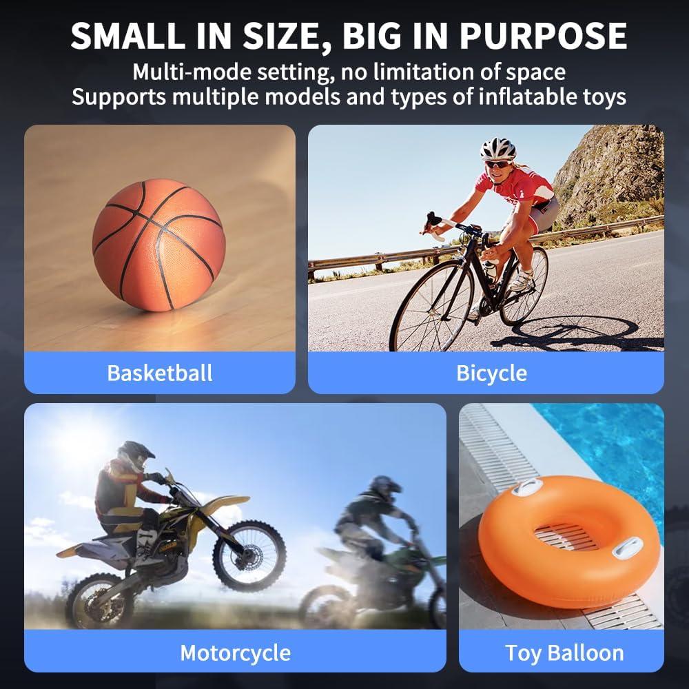 Mini Bomba Eléctrica de Bicicleta EQIIO, 120 PSI, Portátil