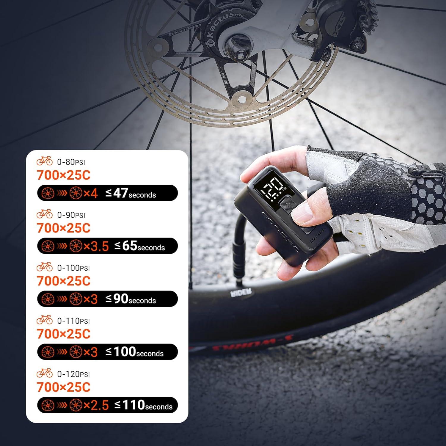 Bomba Eléctrica de Bicicleta COOSPO X1 120 PSI Compacta