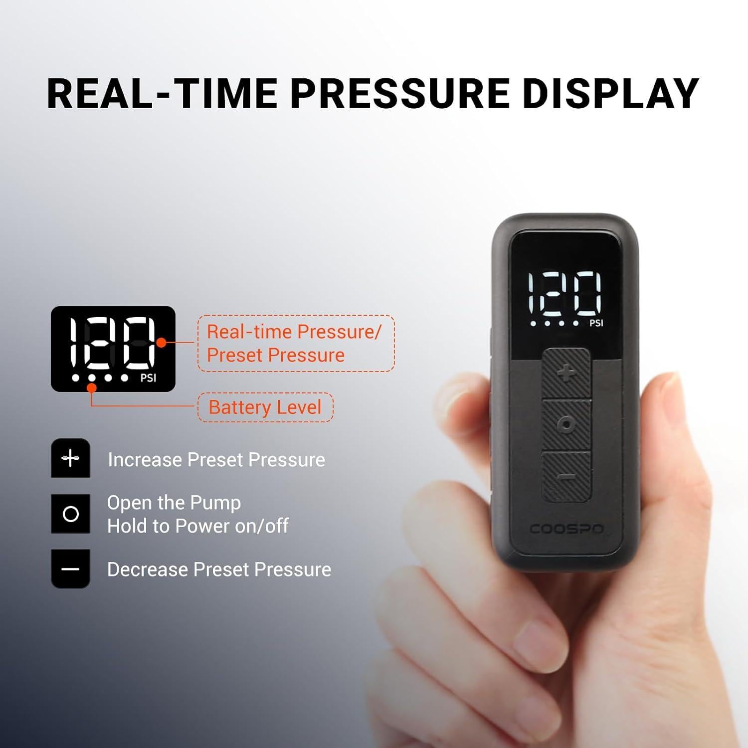 Bomba Eléctrica de Bicicleta COOSPO X1 120 PSI Compacta