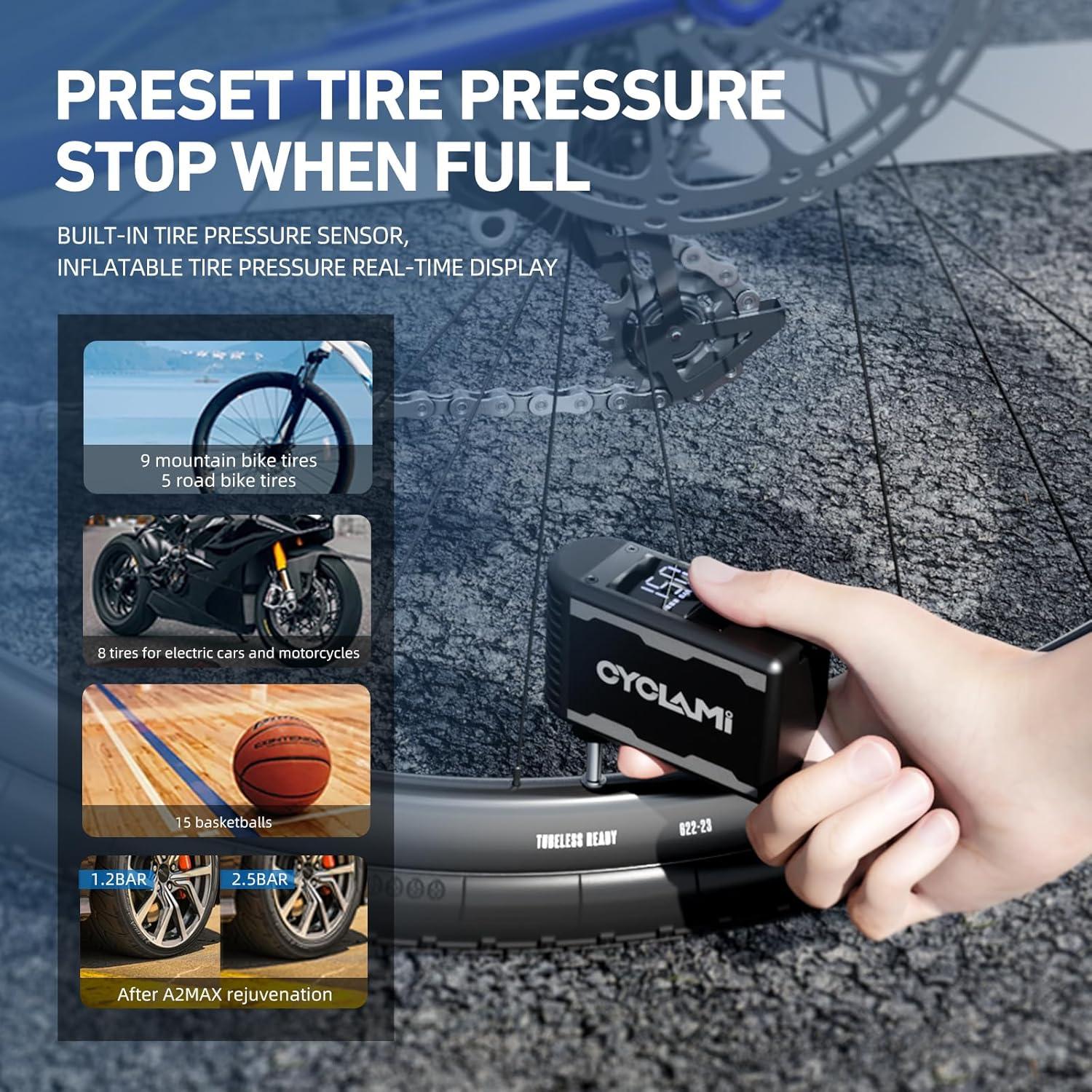 Mini bomba eléctrica para bicicleta CYCLAMI A2MAX 150PSI