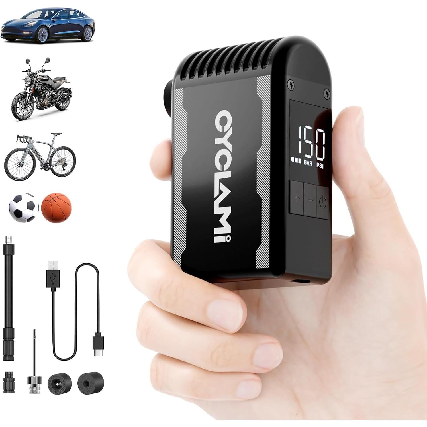 Mini bomba eléctrica para bicicleta CYCLAMI A2MAX 150PSI