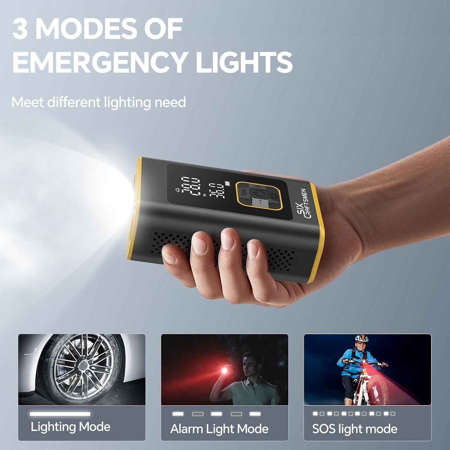 Compresor de Aire Portátil SIX CRAFTSMEN 150PSI 4000mAh