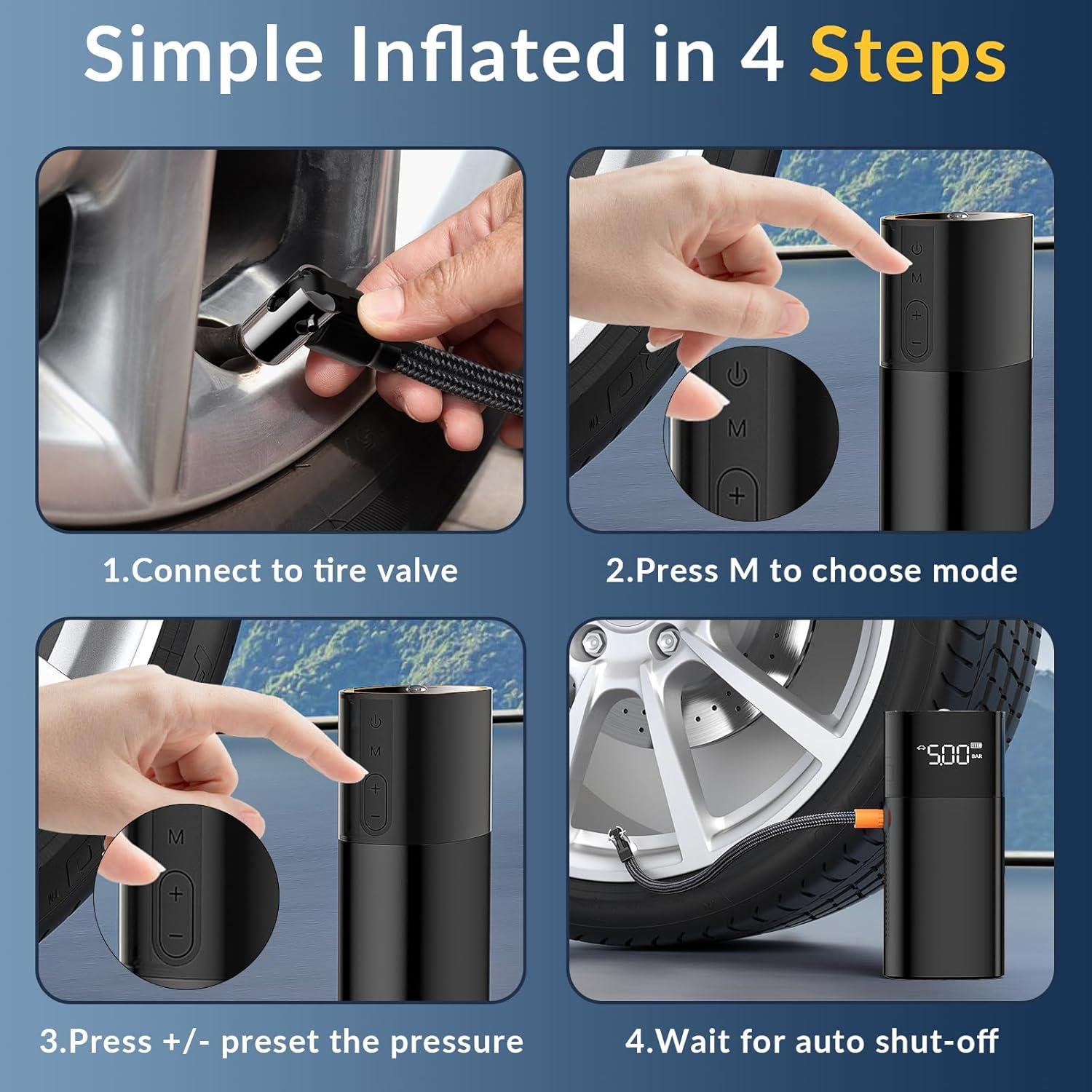 Inflador de Neumáticos Portátil BROKELIT 150 PSI Batería 10000 mAh