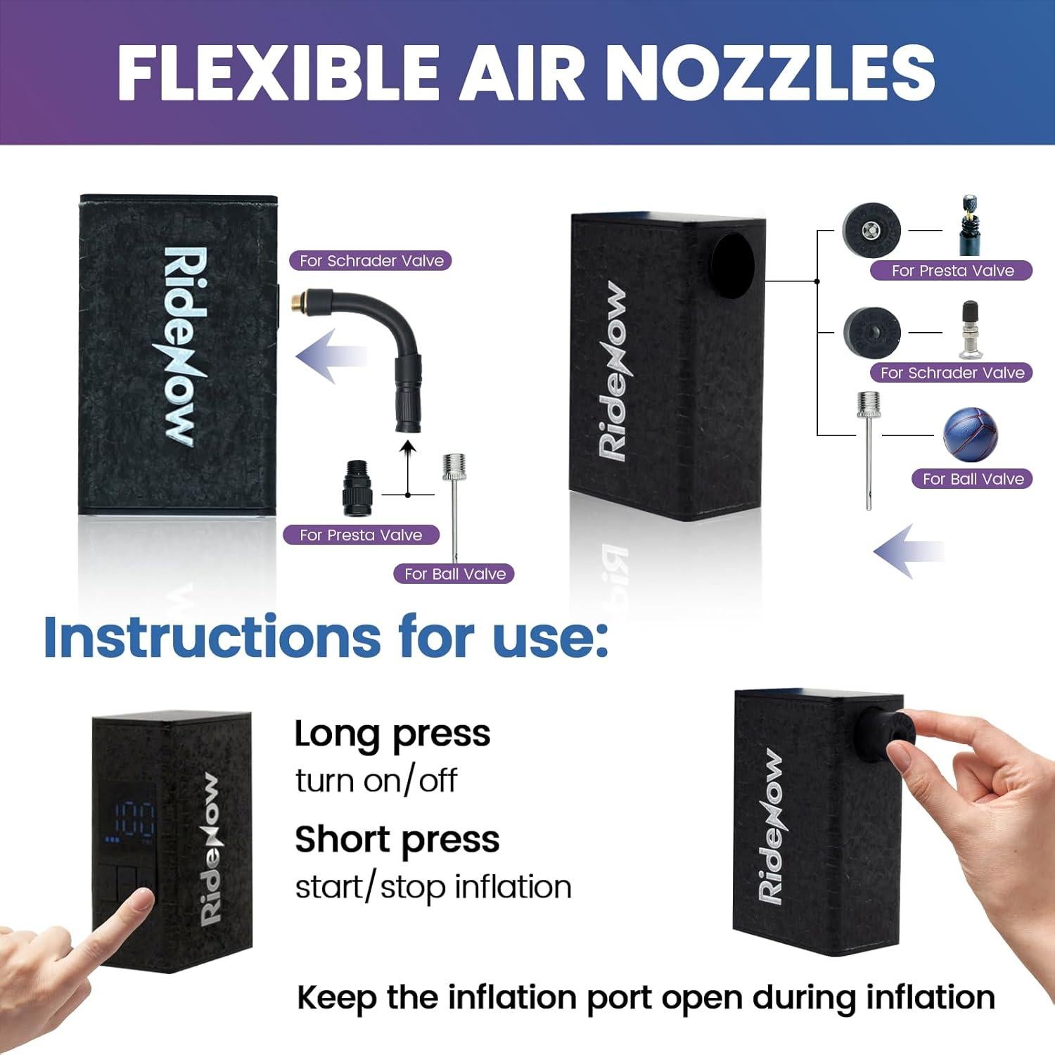 Bomba de Bicicleta Eléctrica PERTUAL Mini RideNow R1MAX 150 PSI