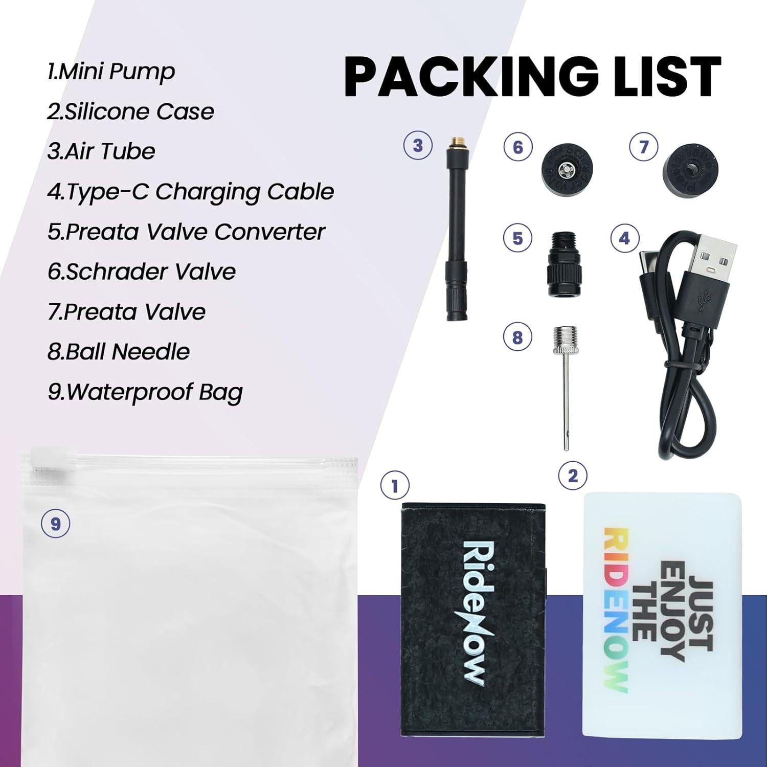 Bomba de Bicicleta Eléctrica PERTUAL Mini RideNow R1MAX 150 PSI