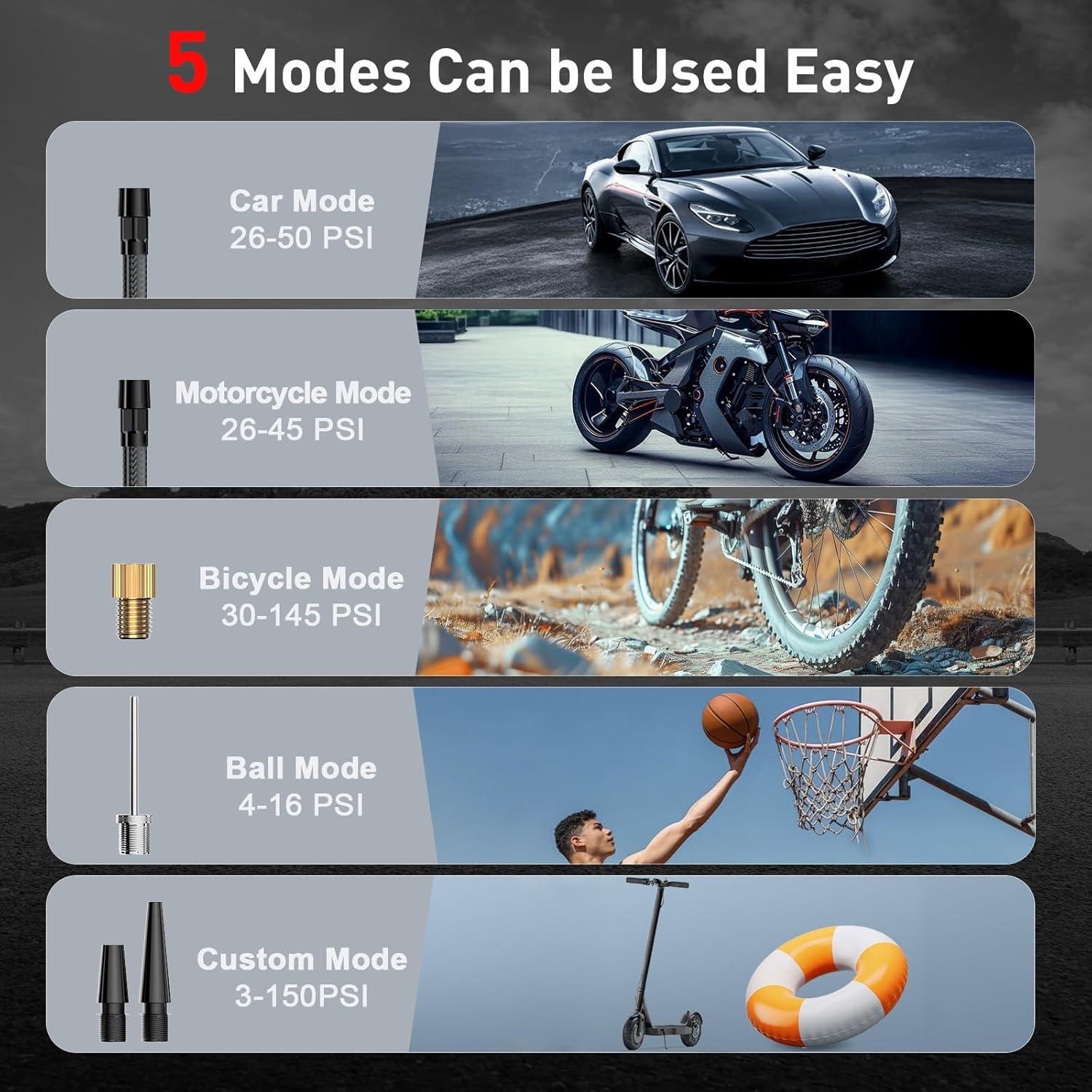 Compresor de Aire Portátil Teffim ATJ-008 150 PSI Batería 10000 mAh