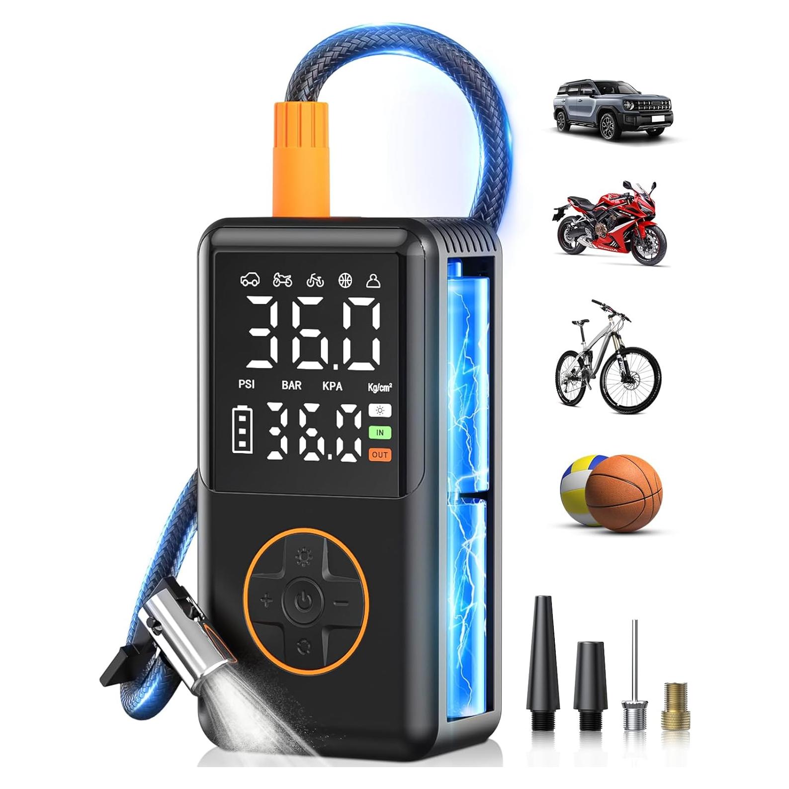 Compresor de Aire Portátil NUSTE 150 PSI con Pantalla Doble