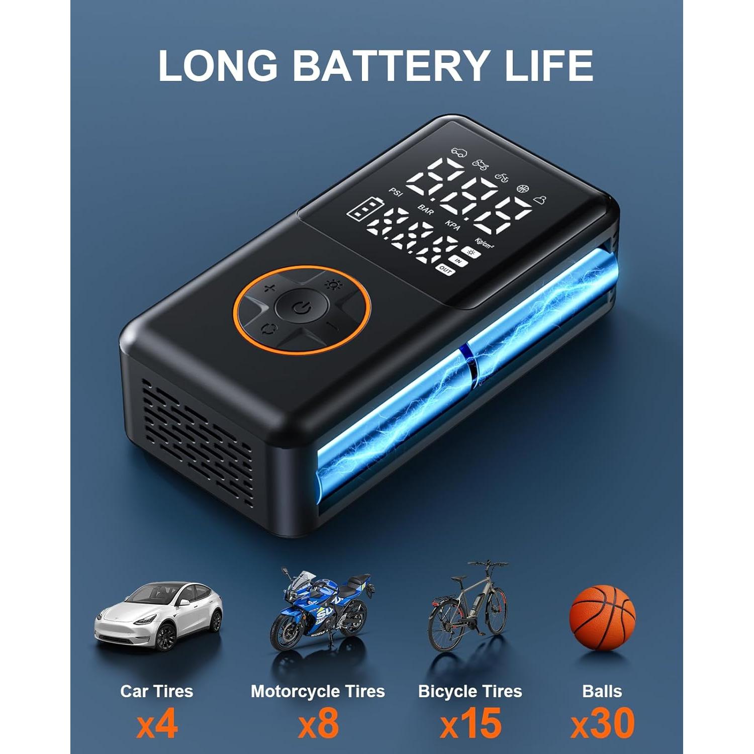 Compresor de Aire Portátil NUSTE 150 PSI con Pantalla Doble