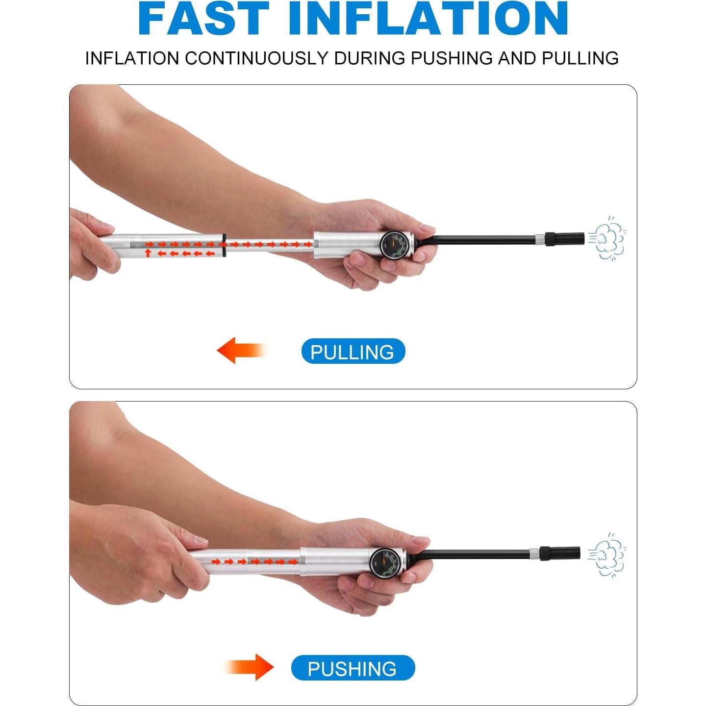 Bomba de Bicicleta Mini JULAI HQ70 con Manómetro 300 PSI