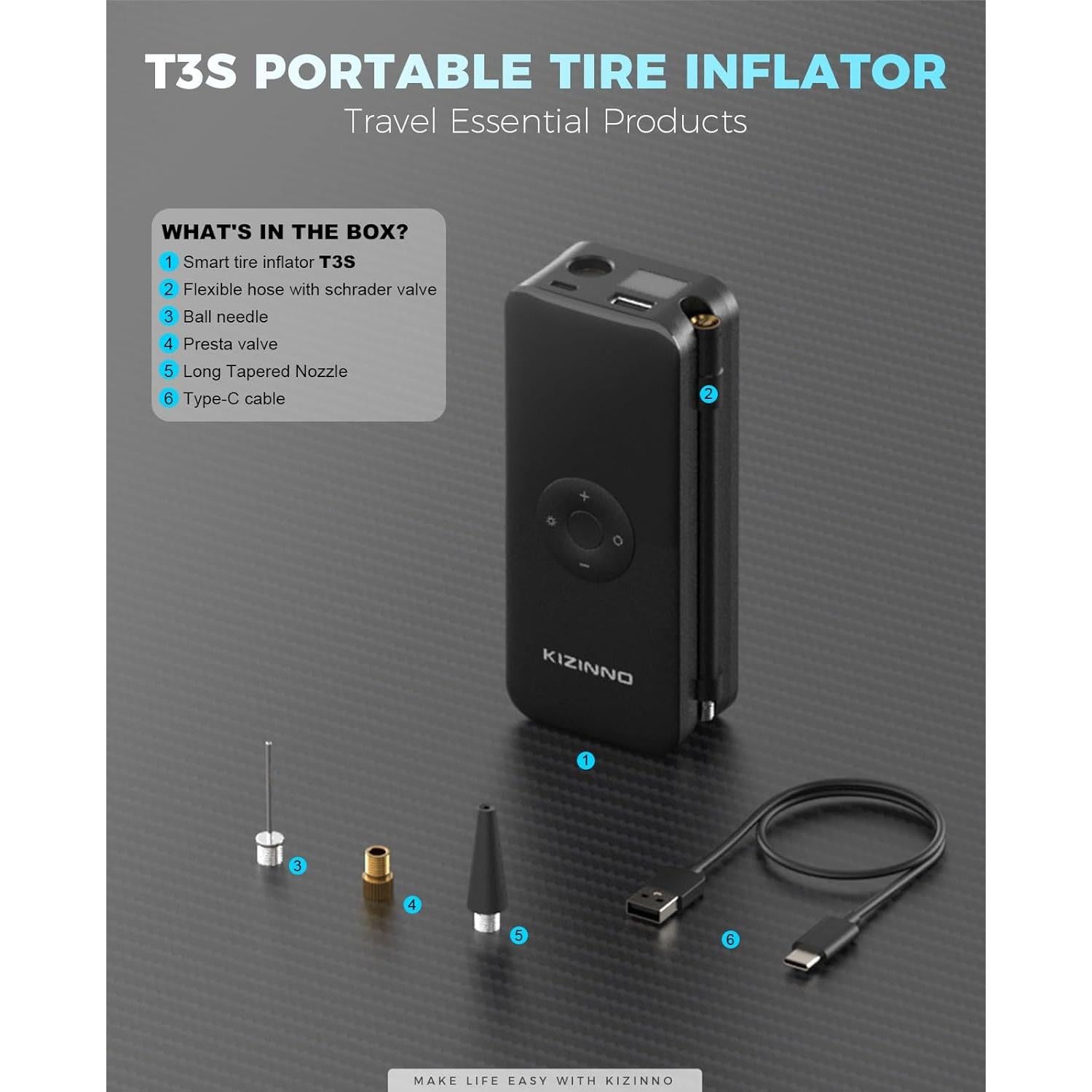 Bomba de Aire Eléctrica KIZINNO T3S 150 PSI Portátil