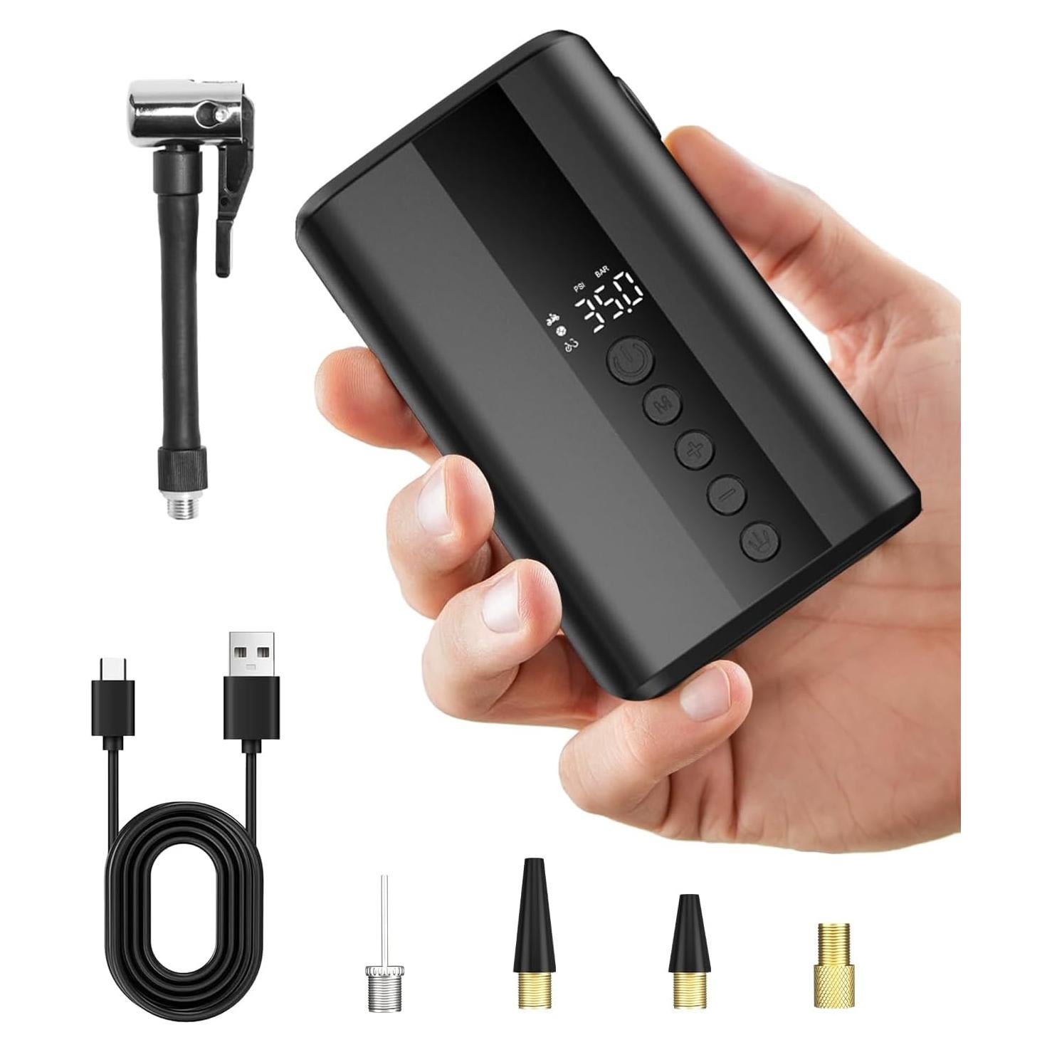 Bomba de Bicicleta Eléctrica YANTU Z5L 150PSI Portátil con Manómetro