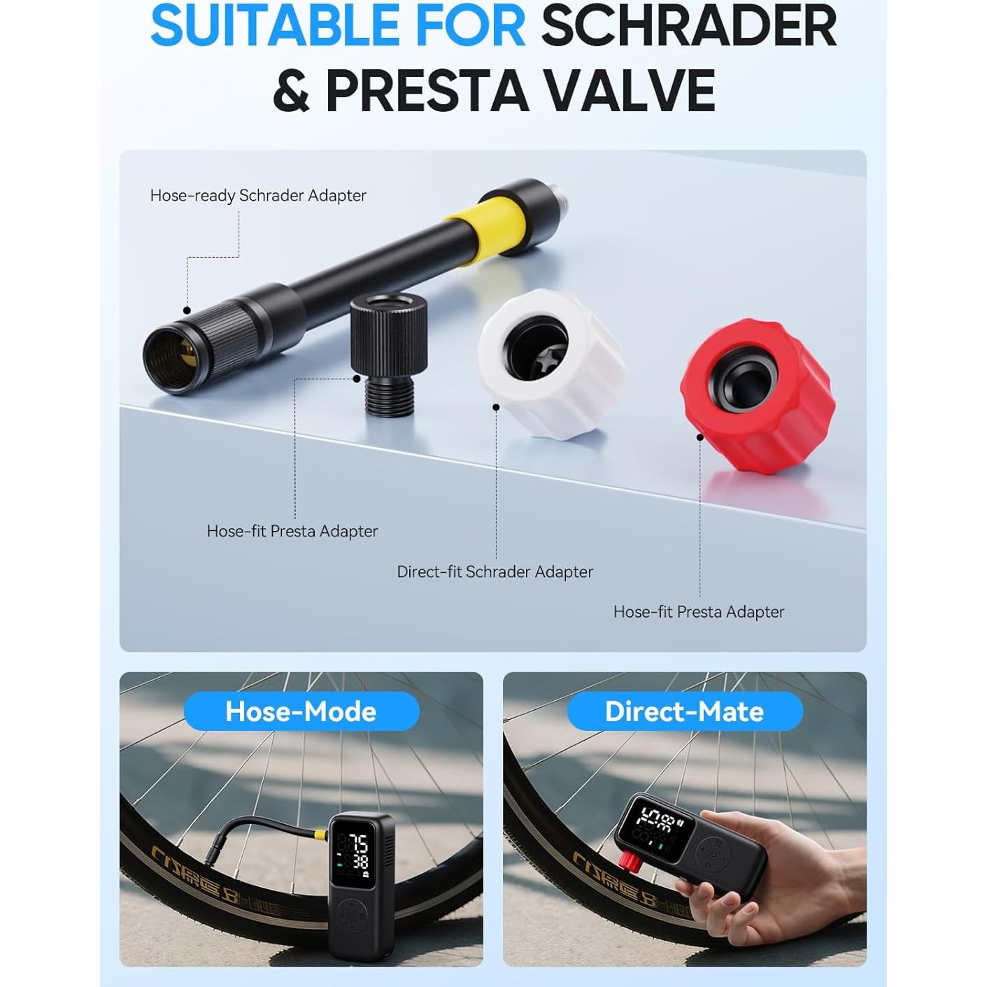 Mini Bomba Eléctrica de Bicicleta GPUTEK 120 PSI con Manómetro