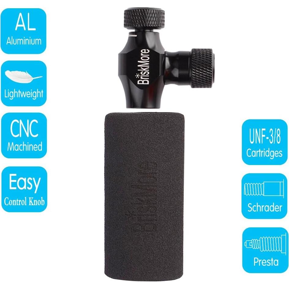 Inflador de CO2 BriskMore para Bicicletas - Válvulas Presta y Schrader