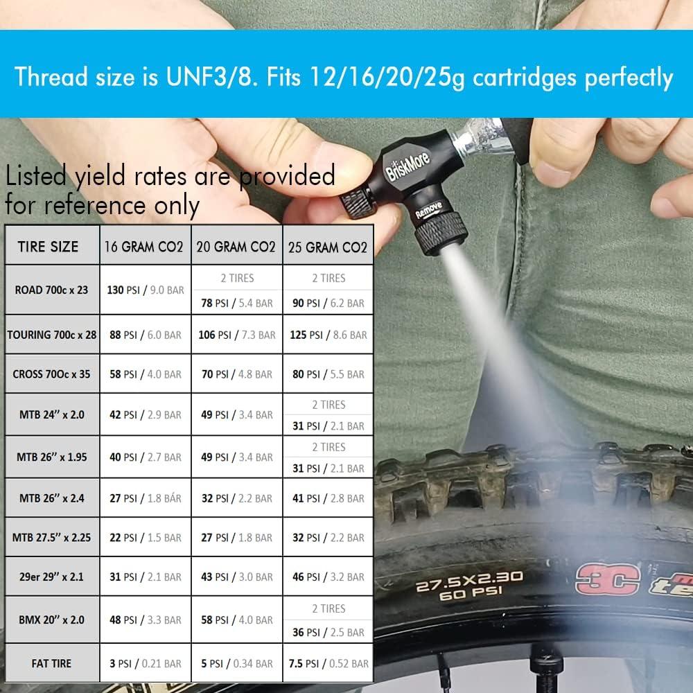 Inflador de CO2 BriskMore para Bicicletas - Válvulas Presta y Schrader