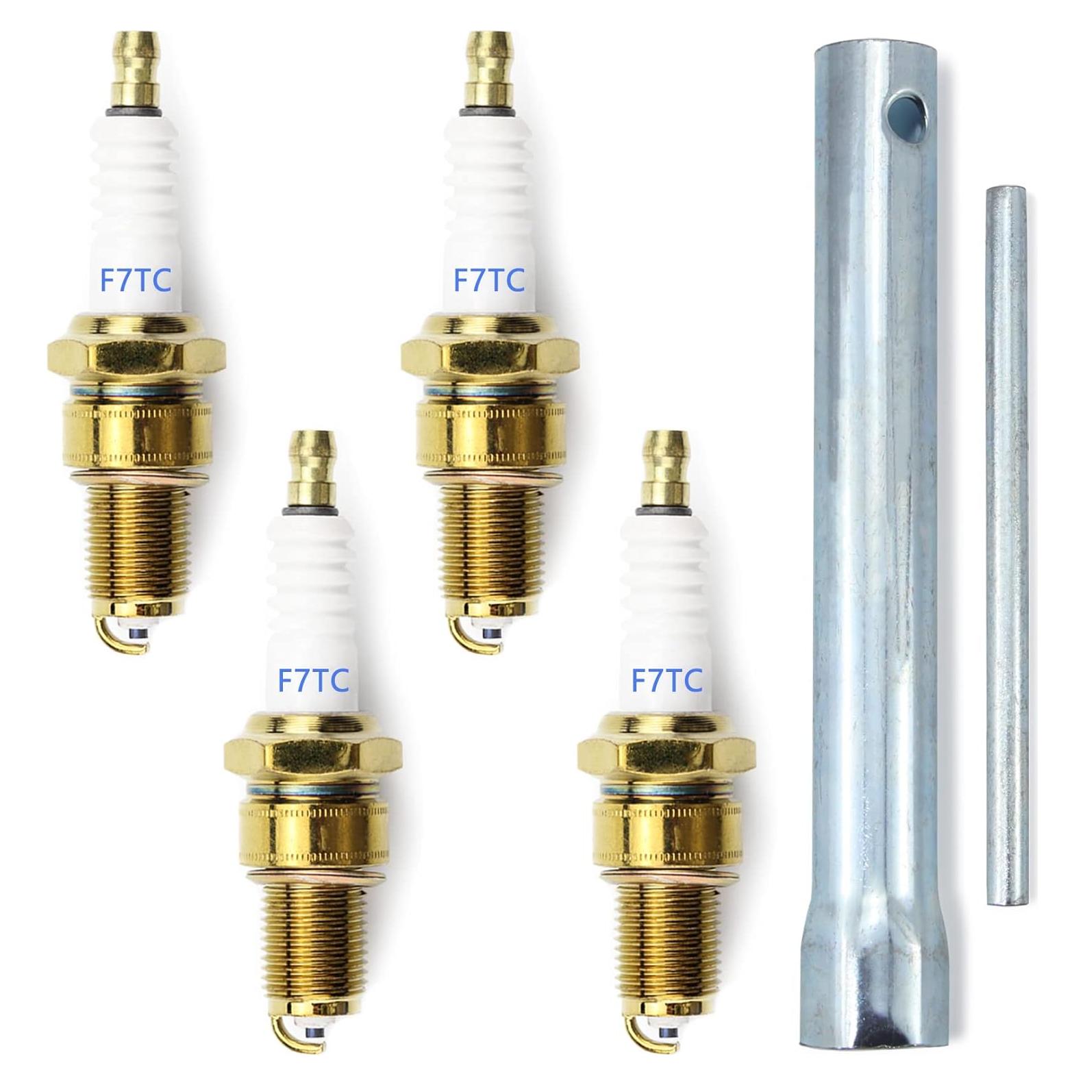 4 Bujías F7TC GREPSPUD para Motores 4 Tiempos + Llave