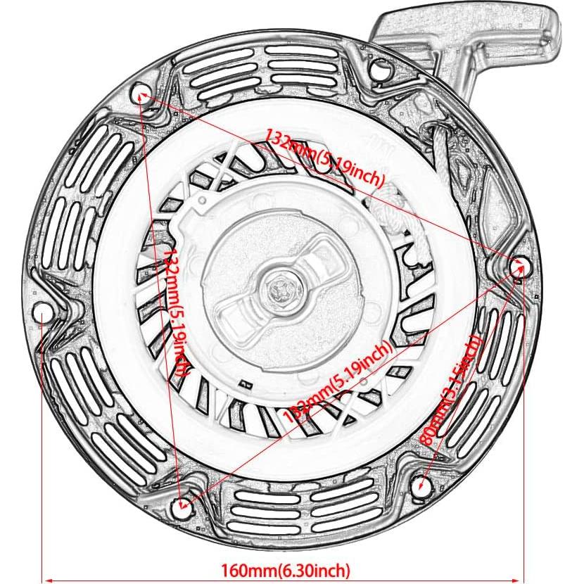 Arranque por Tirón JMCHstore Rojo para Go Kart 200cc y Motores