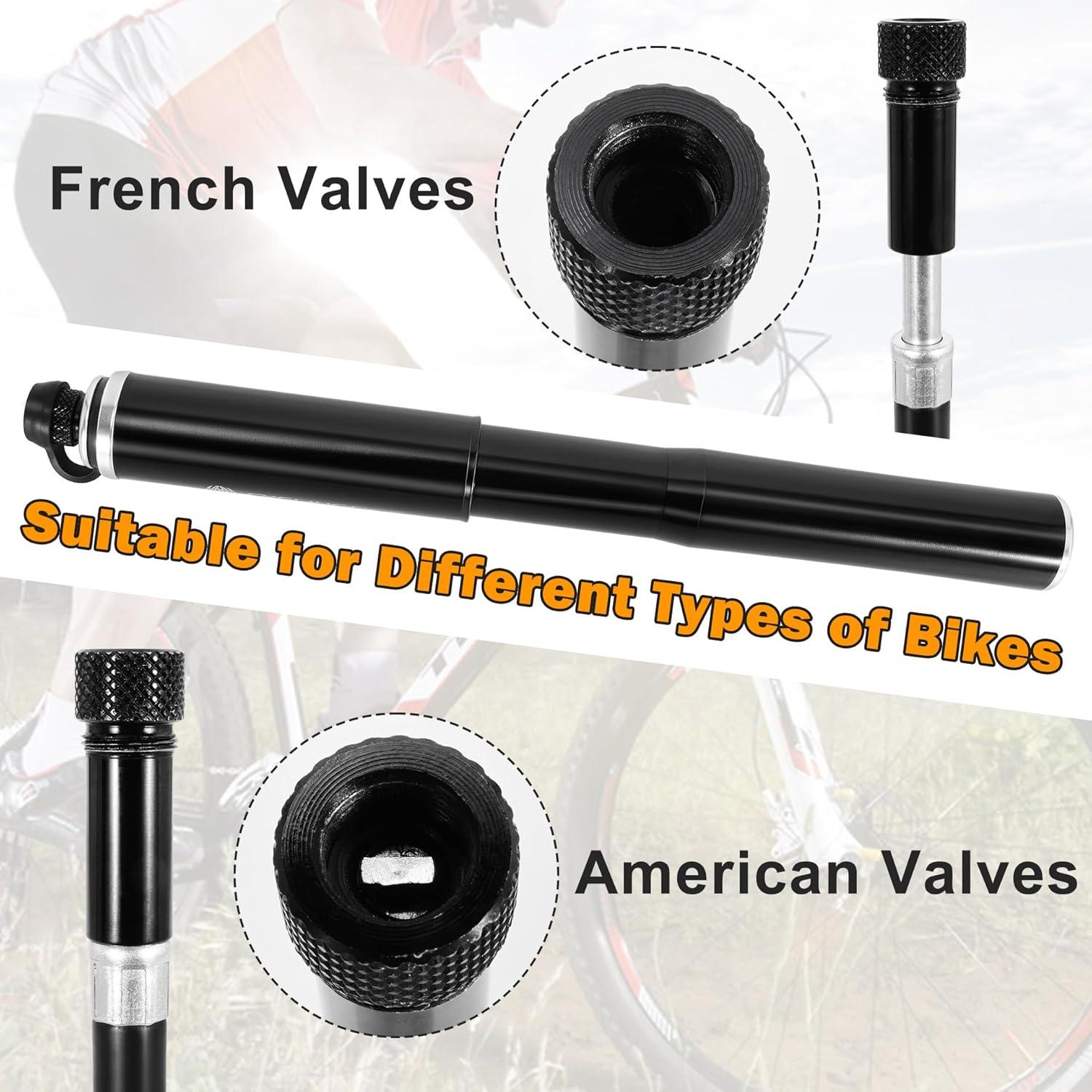 Bomba de Bicicleta RUTU Portátil 120 PSI Aluminio Doble Válvula