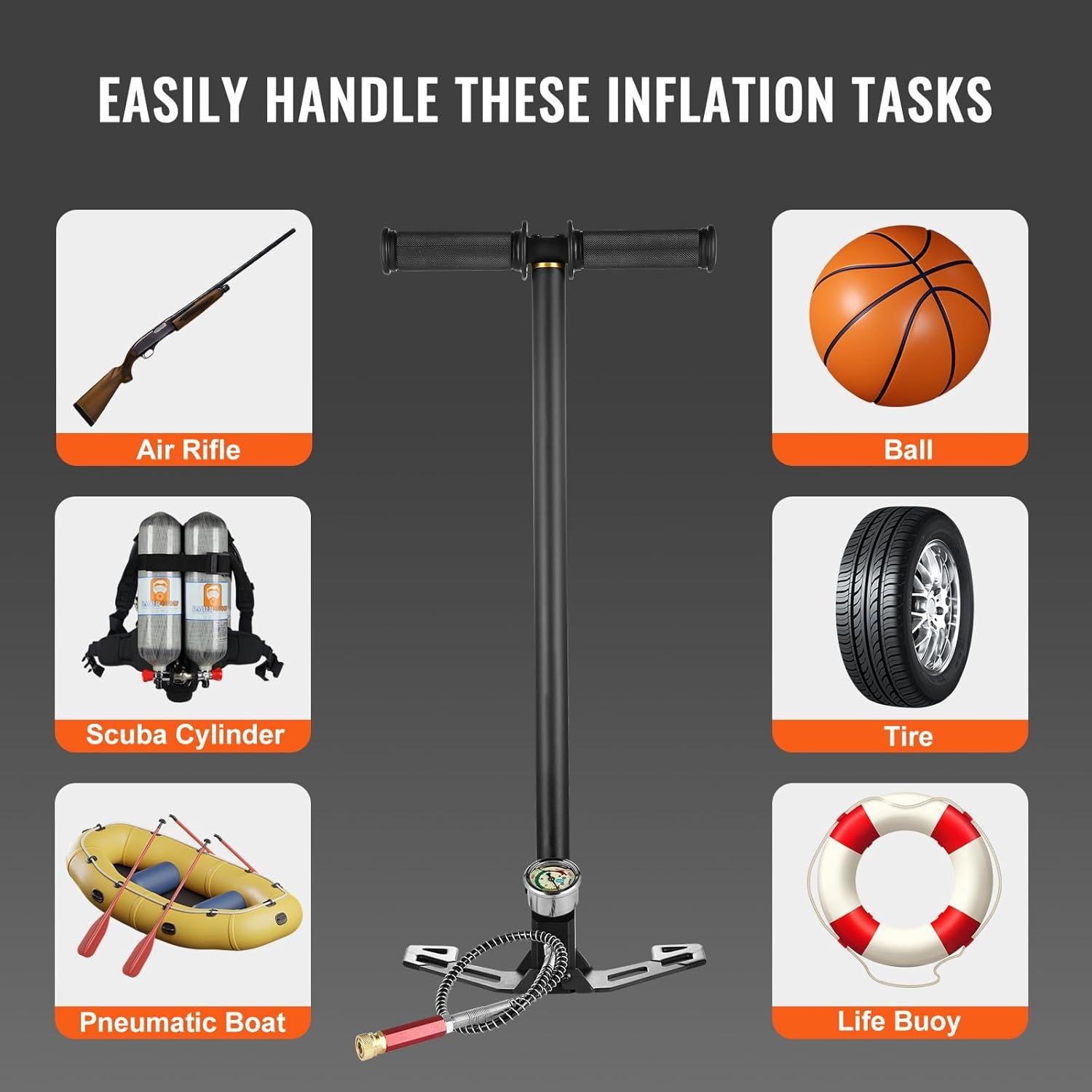 Bomba de Mano VEVOR 4500 PSI 3 Etapas Acero Inoxidable