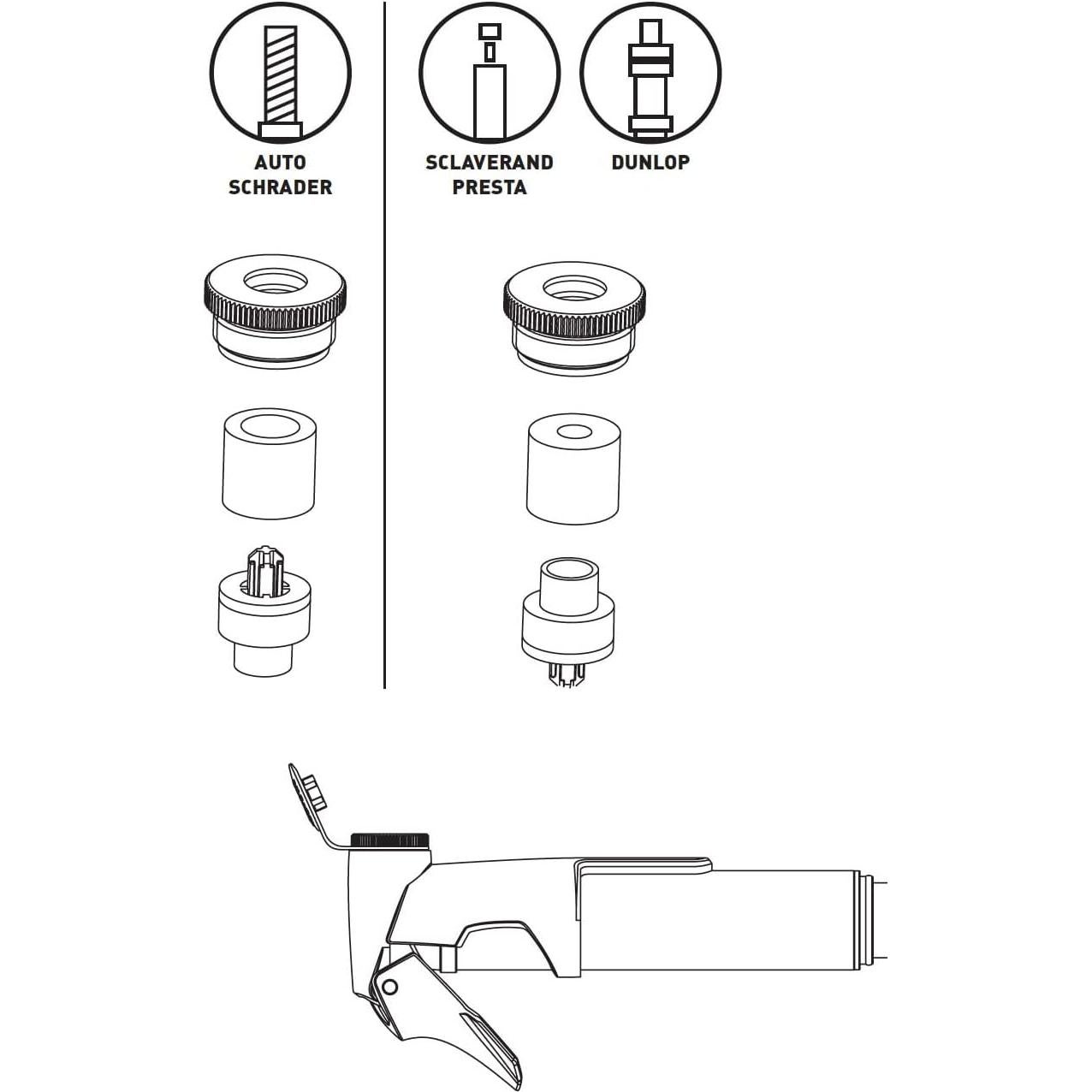 Bomba Mini Supershort SKS Alemania - 90 PSI, Aluminio, Gris