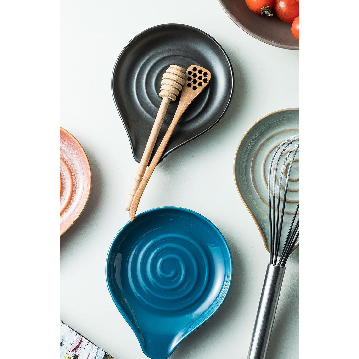 Soporte para cucharas Cormomu de cerámica negra 15.5x12.7cm