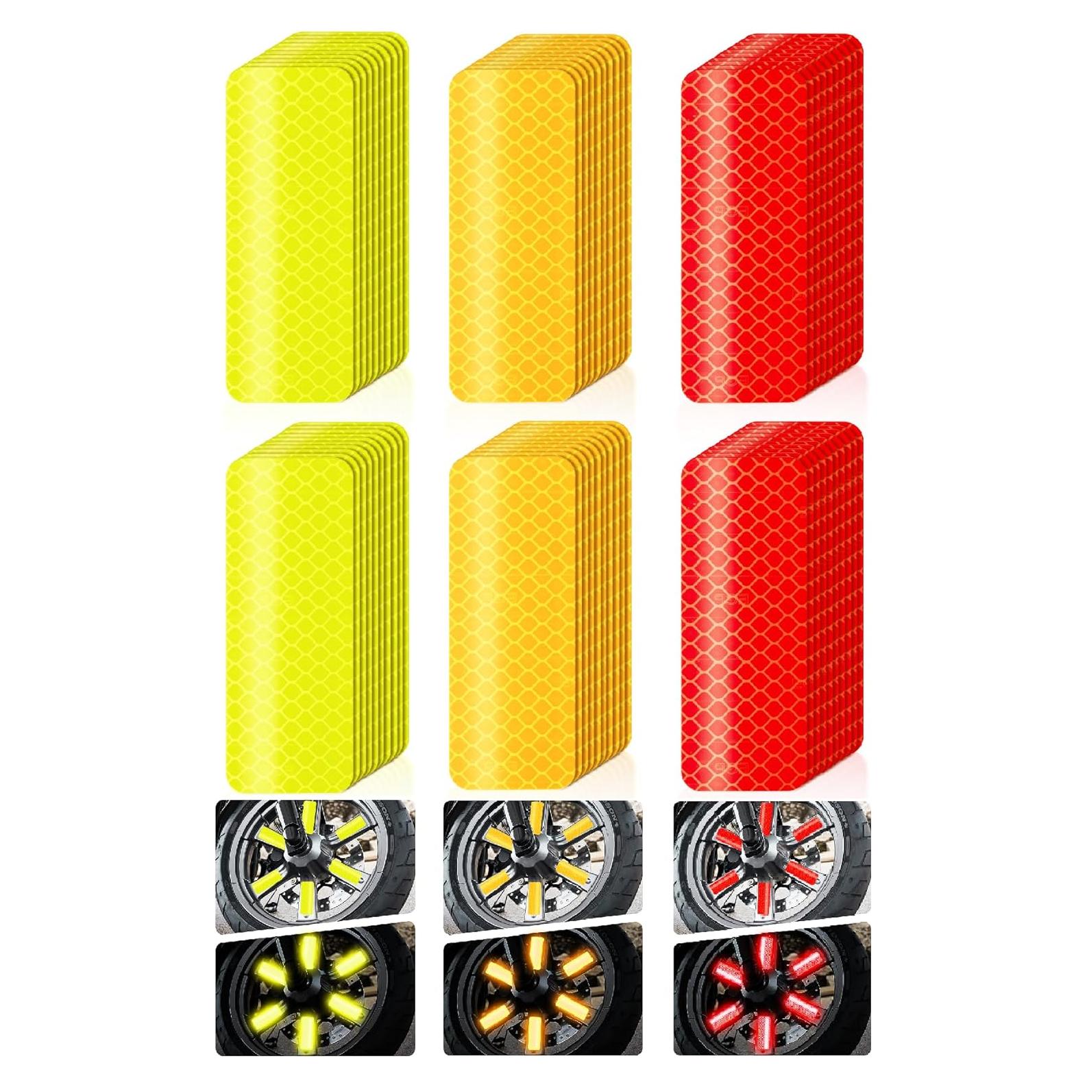 60Pcs Reflective Stickers, Warning Safety Reflective Sticker, for Car, Bike, Helmet, Mailbox, Clothing, Reflective Tape, Reflectors(Yellow+Orange+Red)