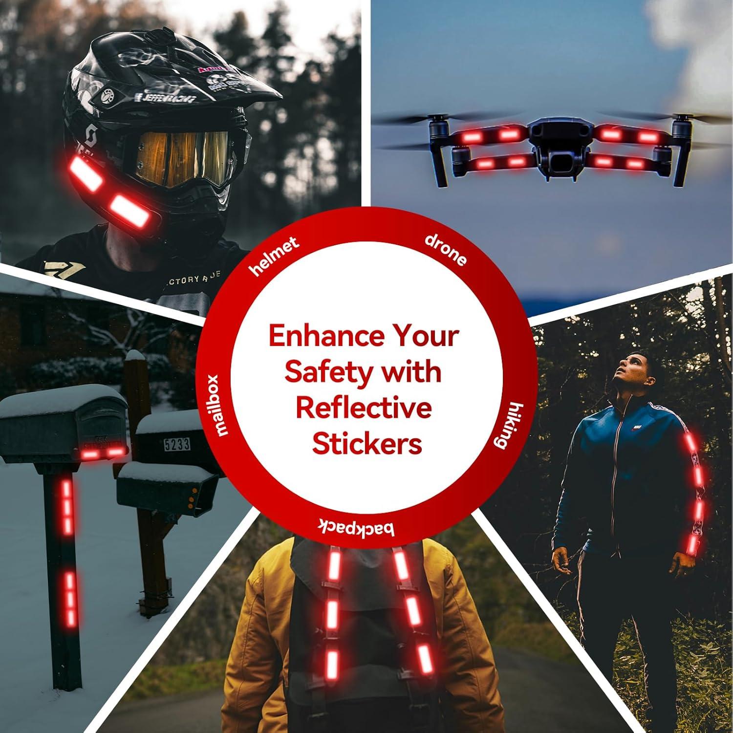 60Pcs Reflective Stickers, Warning Safety Reflective Sticker, for Car, Bike, Helmet, Mailbox, Clothing, Reflective Tape, Reflectors(Yellow+Orange+Red)