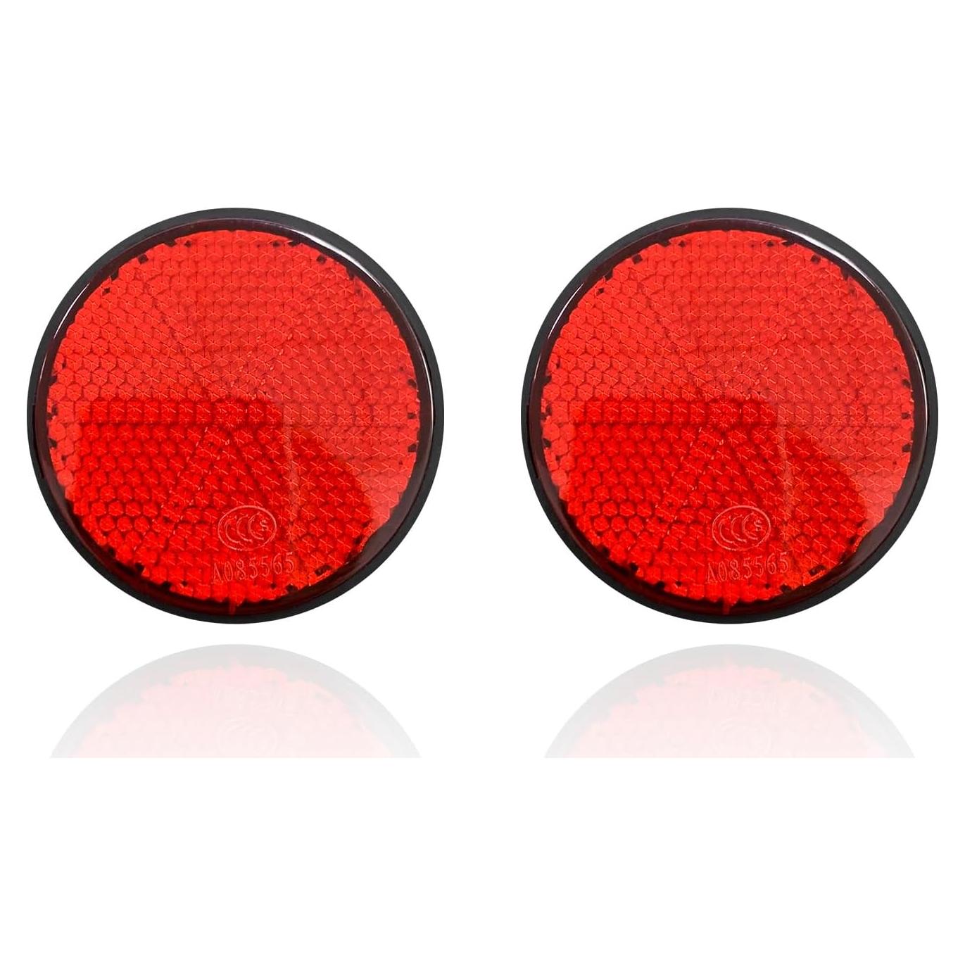 2 Reflectores de Motocicleta Dickno Rojo Redondo 5.6 cm