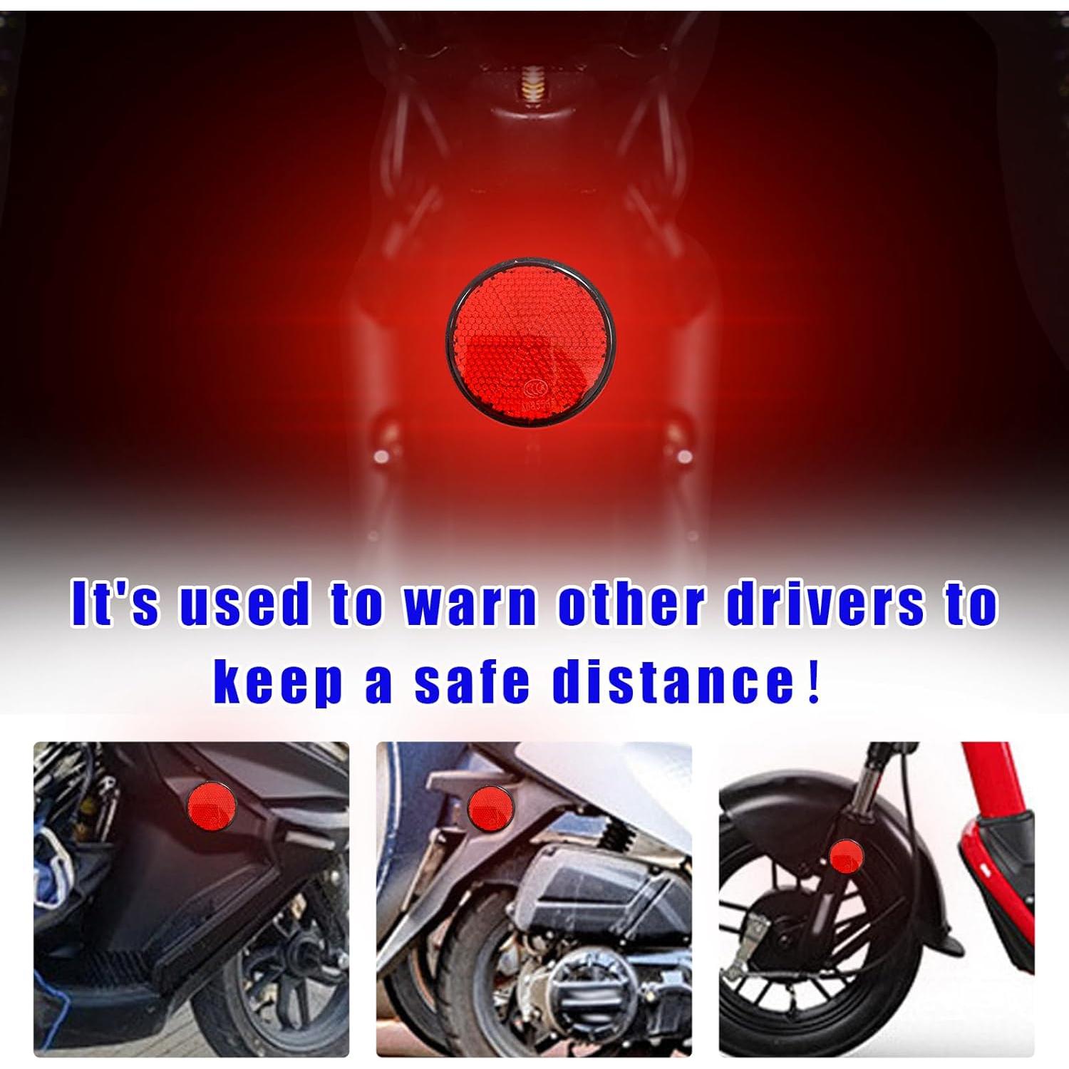 2 Reflectores de Motocicleta Dickno Rojo Redondo 5.6 cm