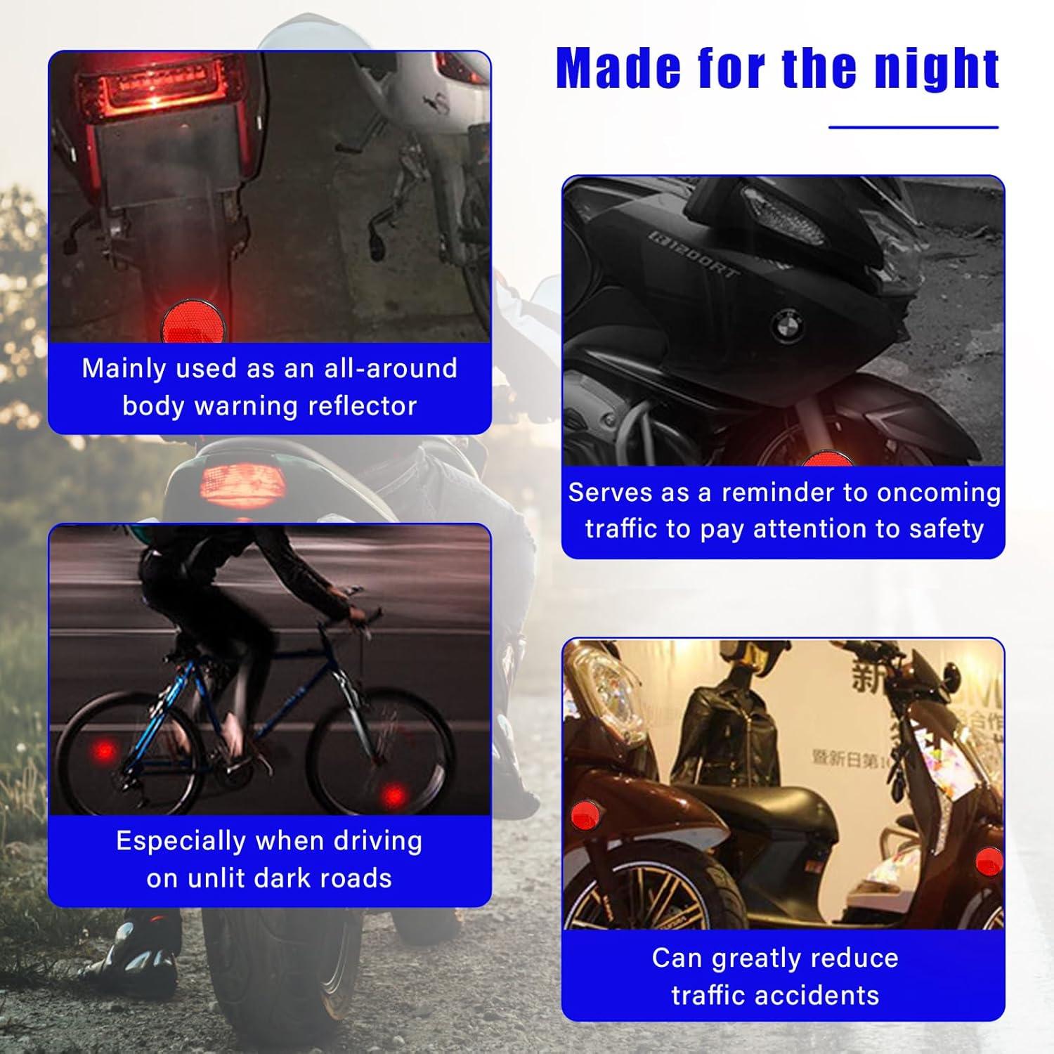 2 Reflectores de Motocicleta Dickno Rojo Redondo 5.6 cm