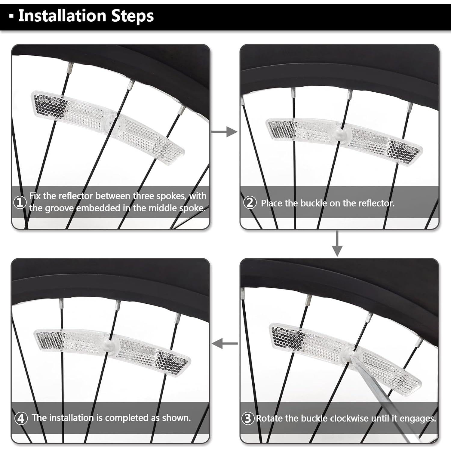 Reflectores de Rueda de Bicicleta DEMYPROX 4 Piezas Alta Visibilidad
