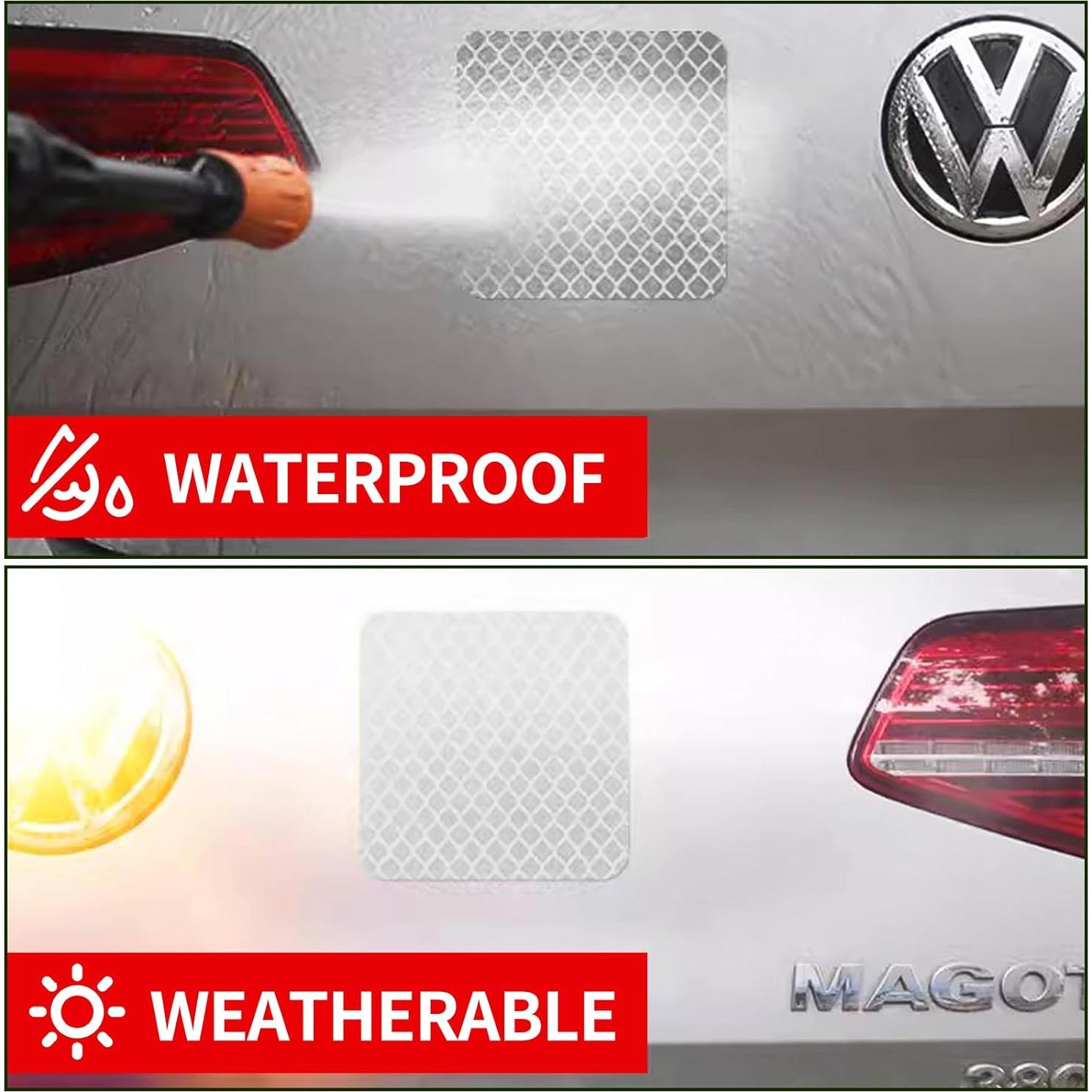 20 Calcomanías Reflectantes 3M DG3 Blancas 8x3 cm para Seguridad