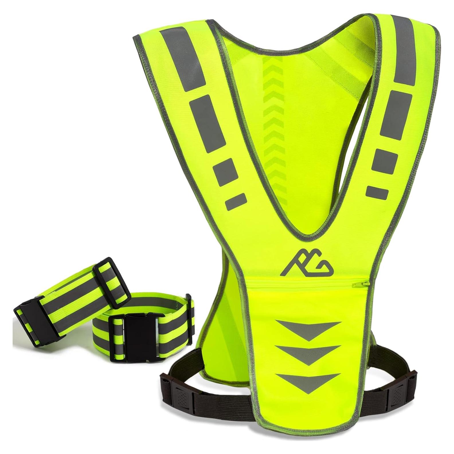Chaleco Reflectante GoxRunx Verde Unisex para Correr y Caminar