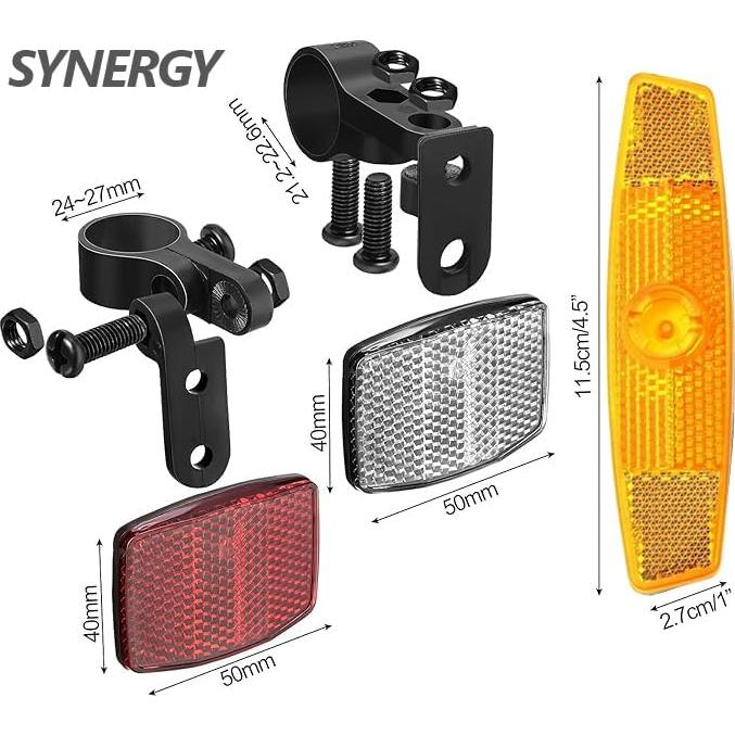 Kit de Reflectores Delanteros y Traseros 6 Pcs SYNERGY para Bicicleta