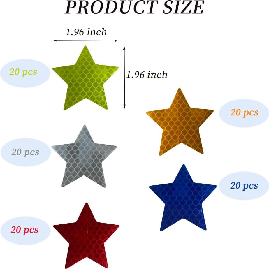 100 Calcomanías Reflectantes Fenaetimo Estrella 5x5cm