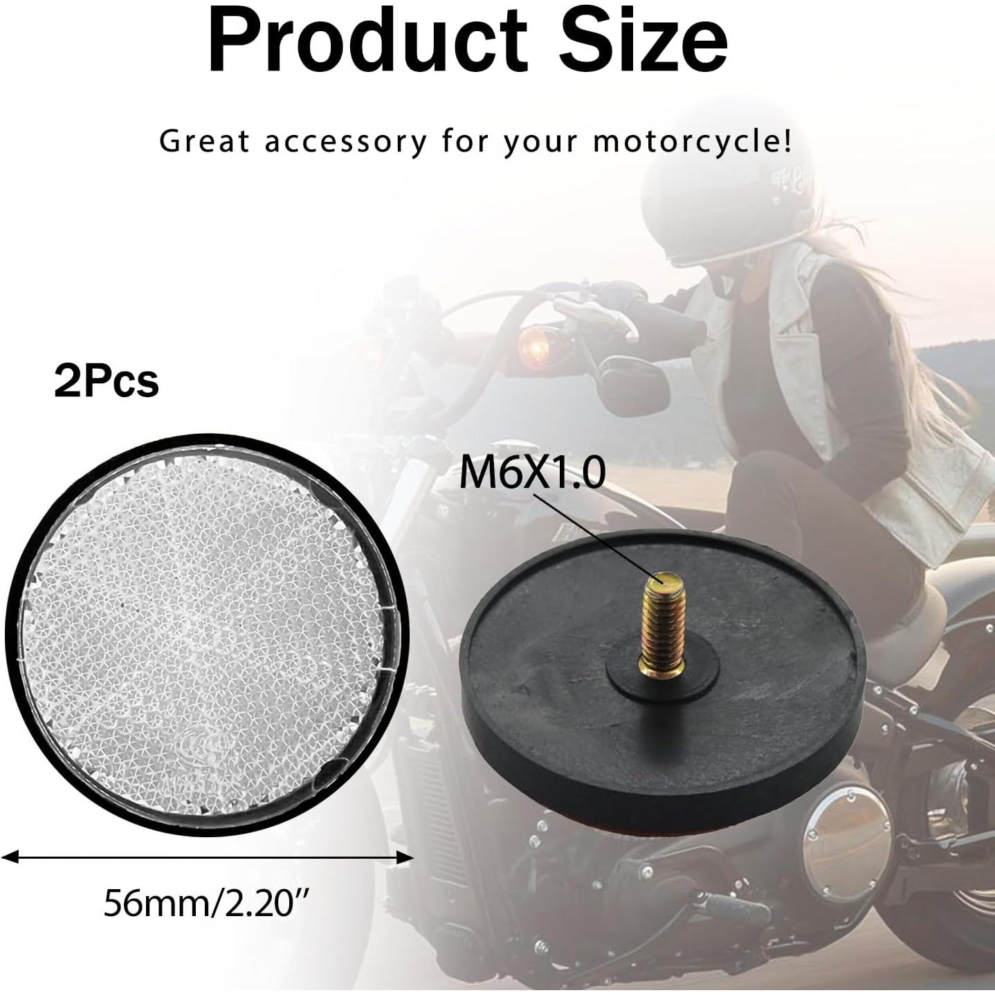Reflectores de Motocicleta Boguish 56mm Blancos - 2 Pcs