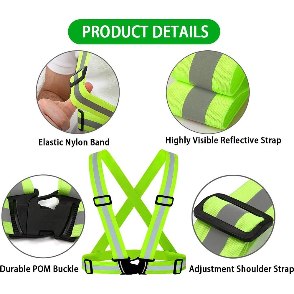 Chaleco Reflectante ILNCLUY Ajustable con Cinturón y 2 Brazaletes